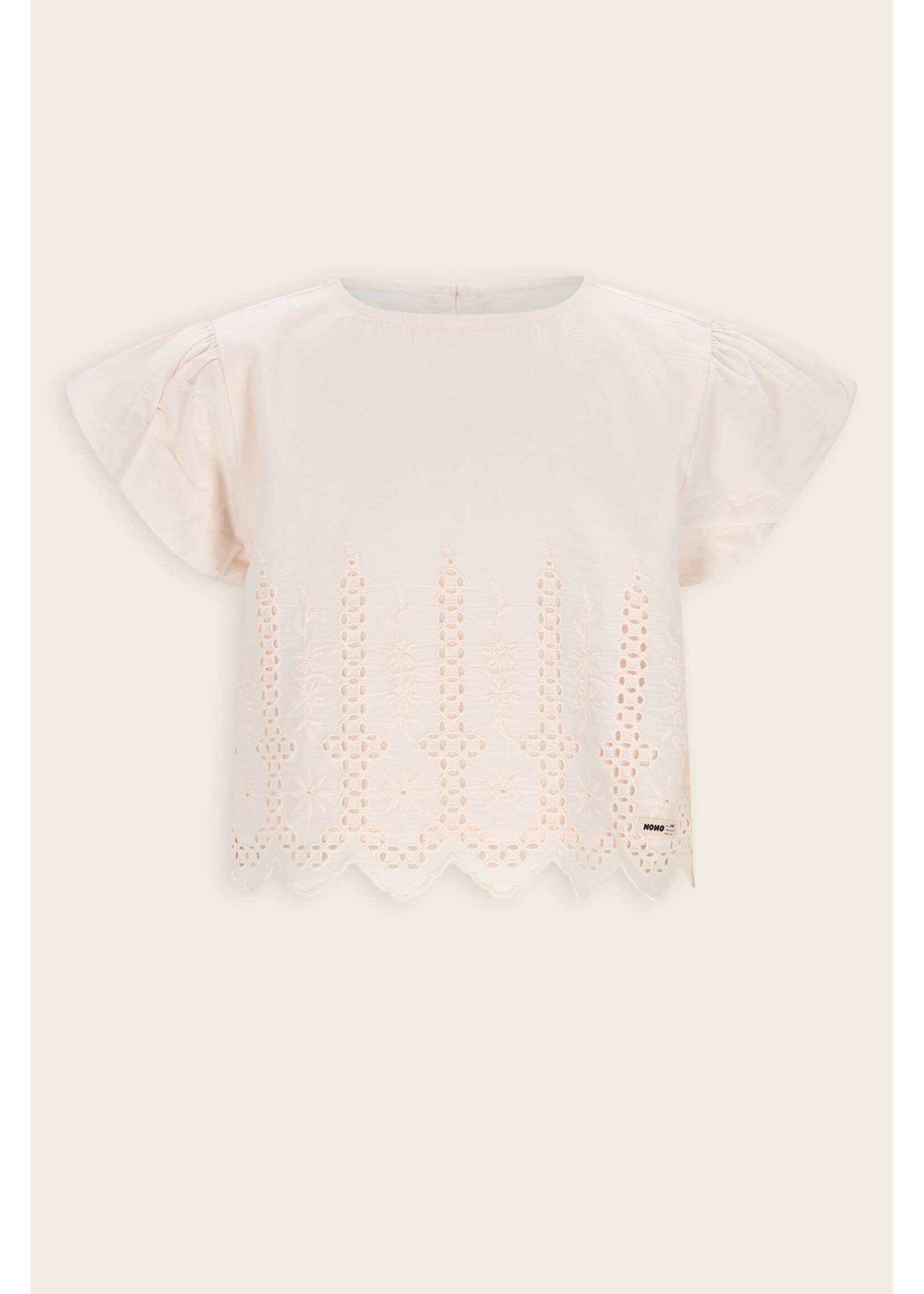 NoNo NoNo Tika Blouse with embroidered Border N603-5111 Hint of a Tint Salmon