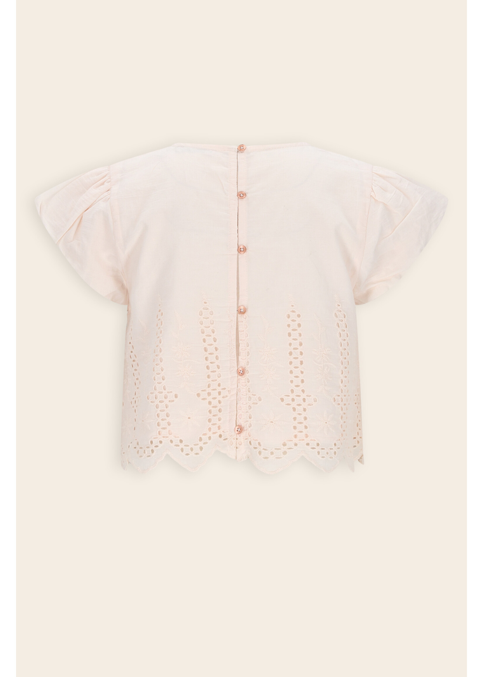 NoNo NoNo Tika Blouse with embroidered Border N603-5111 Hint of a Tint Salmon