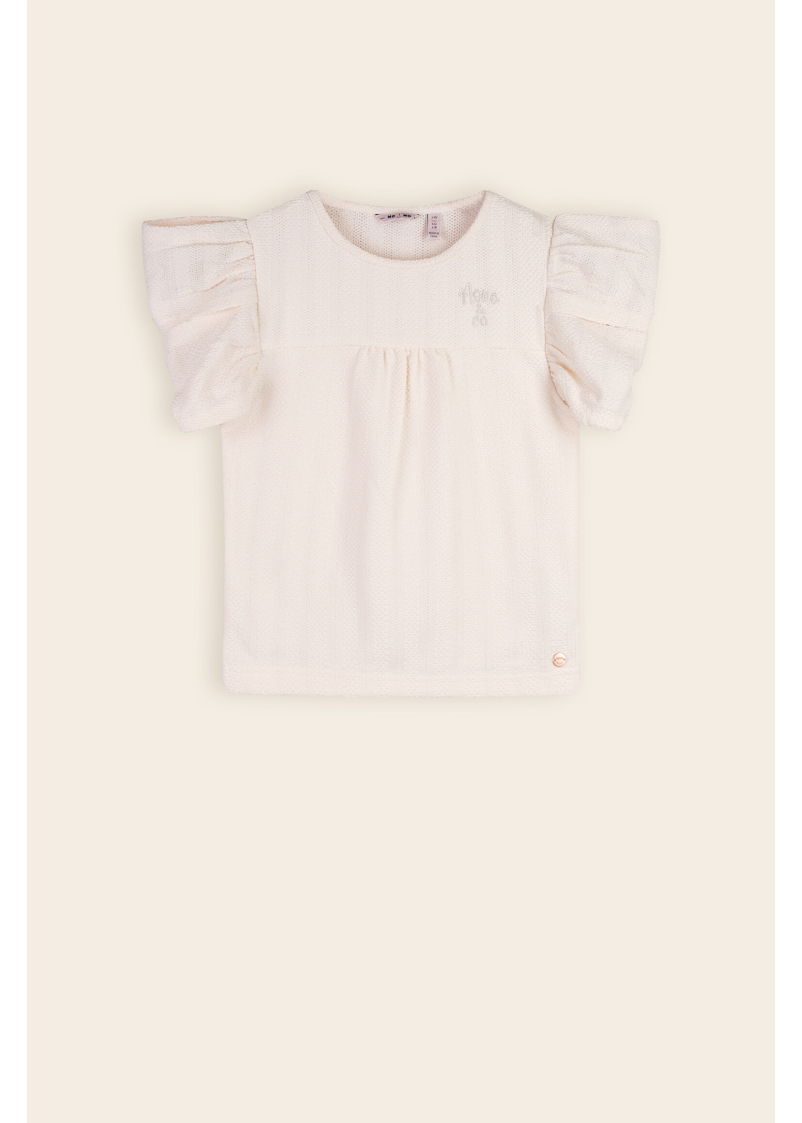 NoNo NoNo Kit Structured Jersey Top with fancy sleeves N503-5412 Pearled Ivory