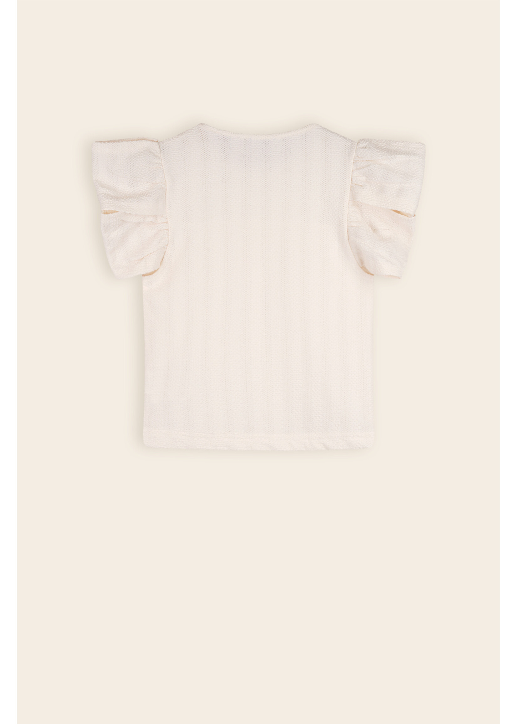 NoNo NoNo Kit Structured Jersey Top with fancy sleeves N503-5412 Pearled Ivory