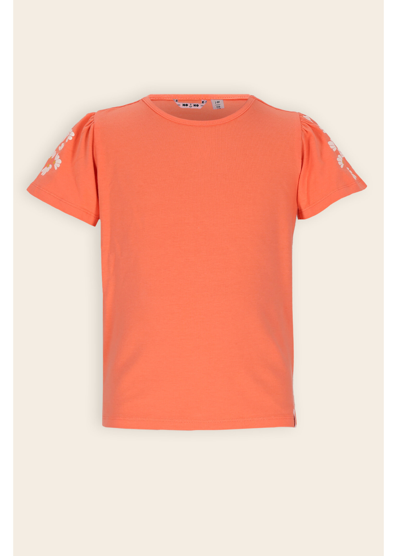 NoNo NoNo Kaby Tshirt S/SL Daisyflower puffprint at sleeve N603-5411 Orange Coral