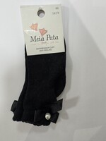 Meia Pata Meia Pata Peaked Short Socks With Tule and Satin Bow Back 05 Black