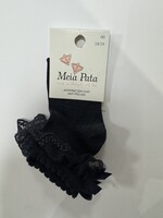 Meia Pata Meia Pata Peaked Short Socks With Tule and Satin Bow Back 14 Navy Blue