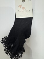 Meia Pata Meia Pata Short Socks With Lace and Pearl Botton 05 Black