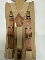 Bretels beige met riem cognac leer