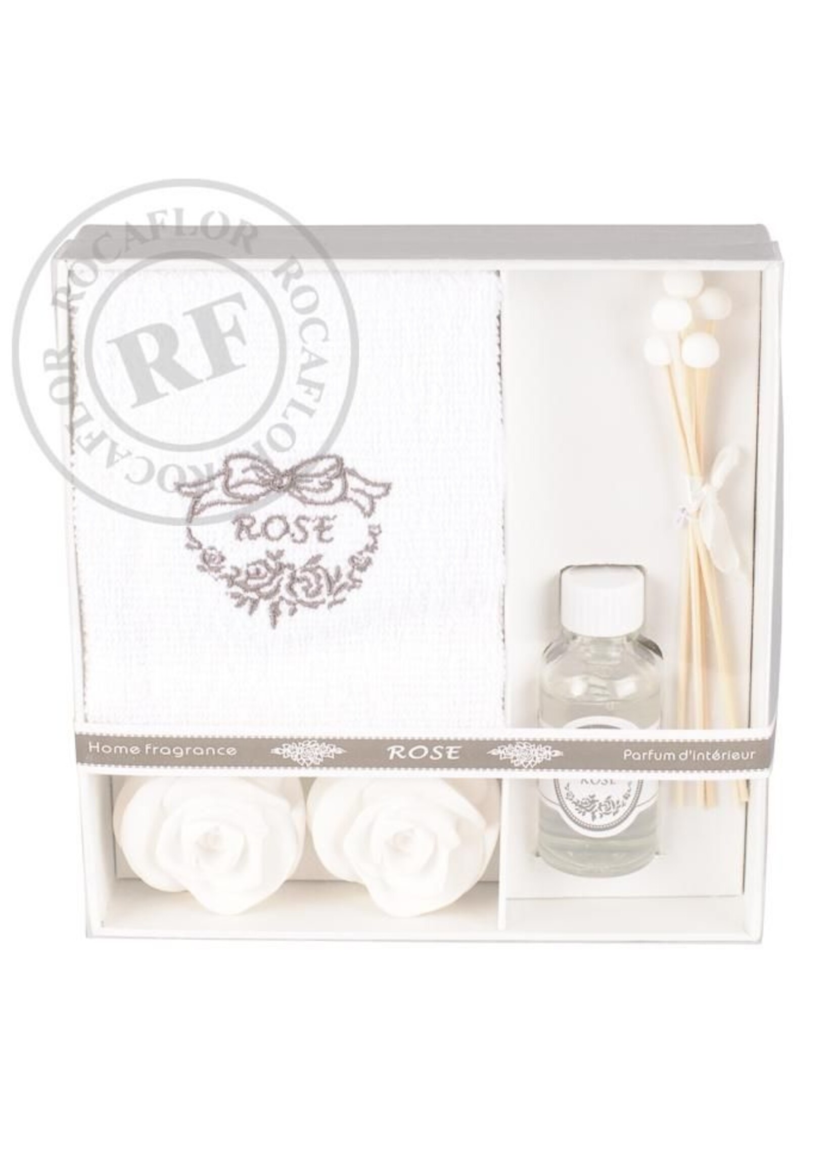 Rose Giftset de Luxe w/Towel, Stones & Oil Diffuser