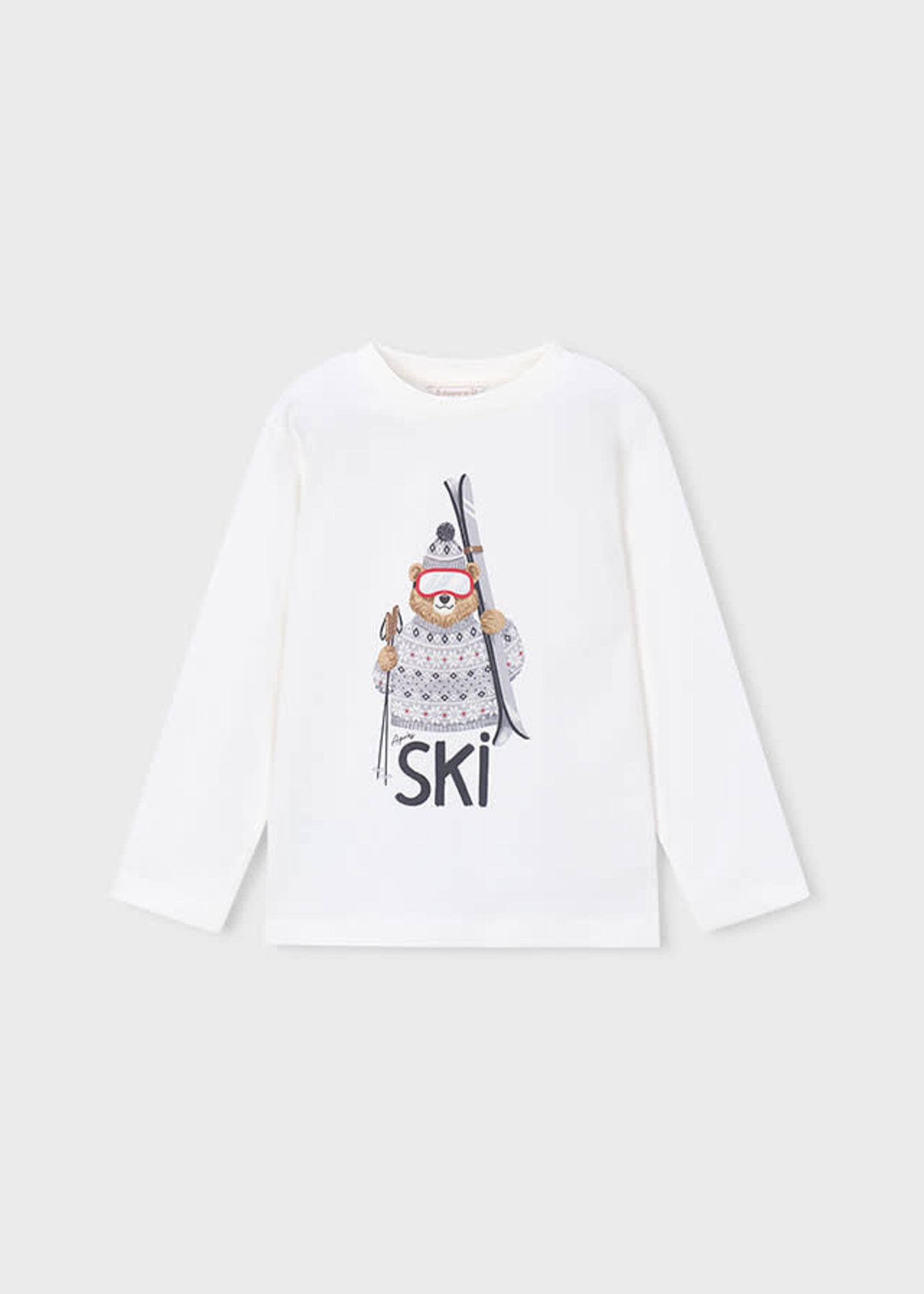 Mayoral Mayoral L/s t-shirt skiing bear print Cream - 26 04024