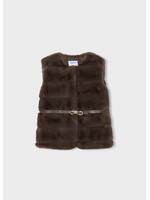 Mayoral Mayoral Fur vest with belt Coffee - 26 04328