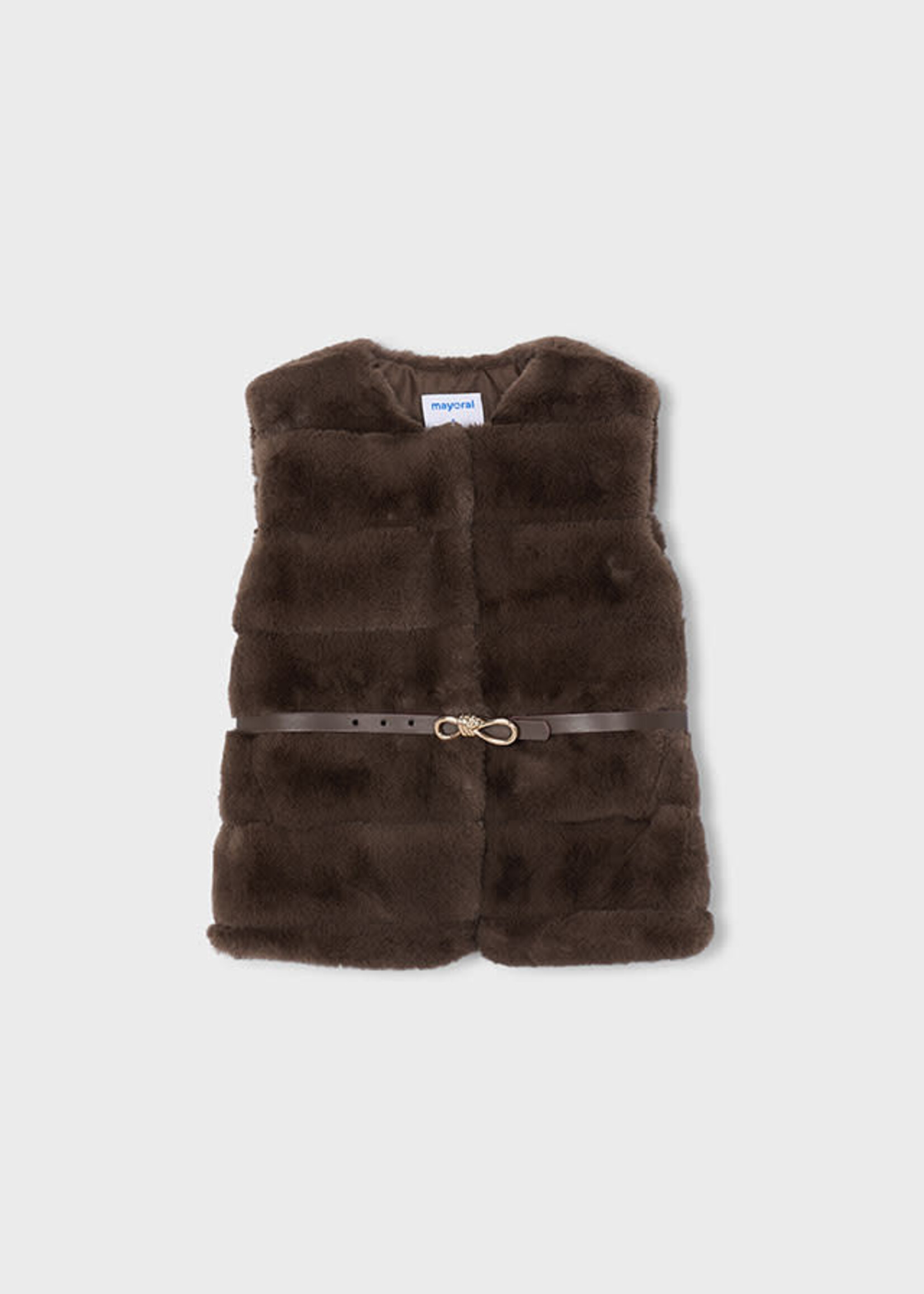 Mayoral Mayoral Fur vest with belt Coffee - 26 04328