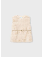Mayoral Mayoral Fur vest with belt Beige - 26 04328