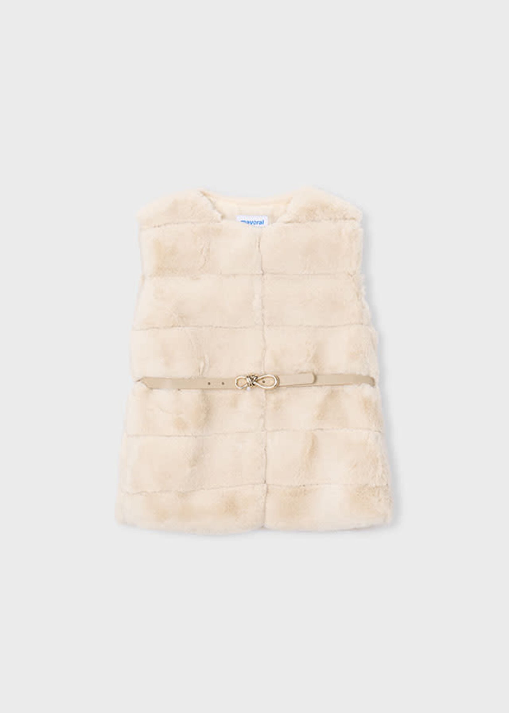 Mayoral Mayoral Fur vest with belt Beige - 26 04328