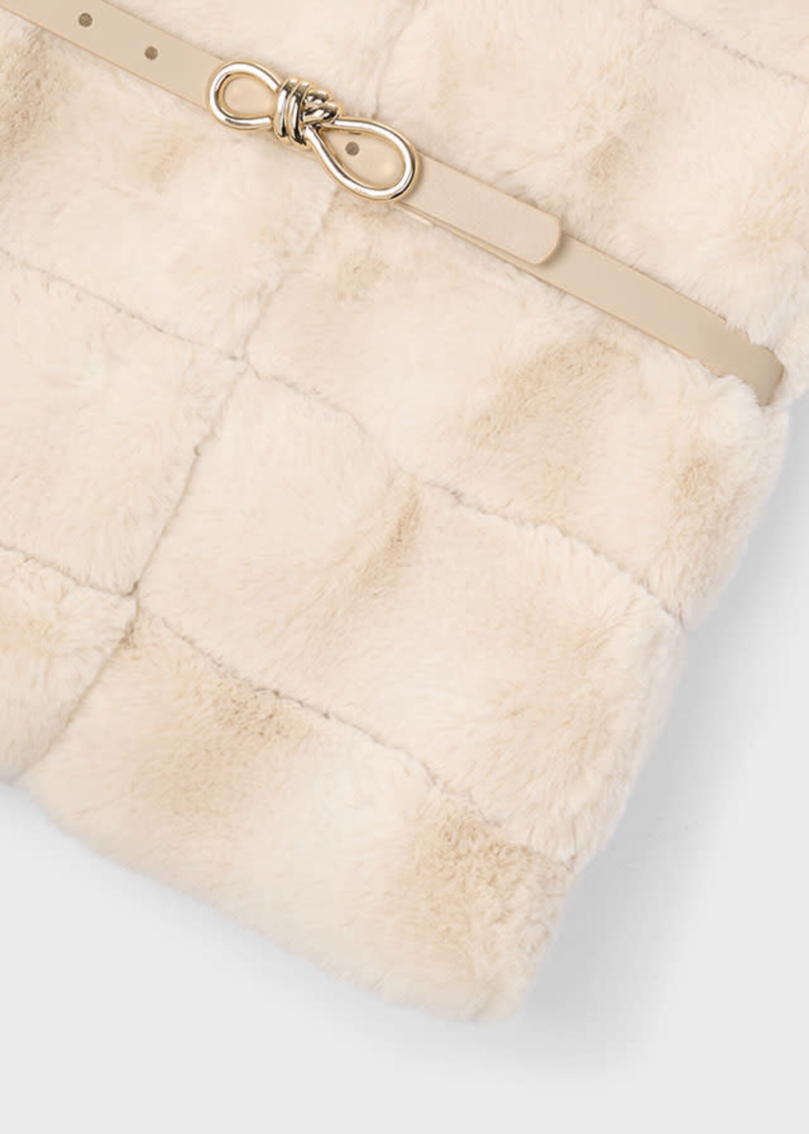 Mayoral Mayoral Fur vest with belt Beige - 26 04328