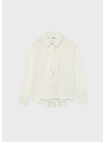 Mayoral Mayoral Poplin blouse with tie-neck Cream - 26 07120