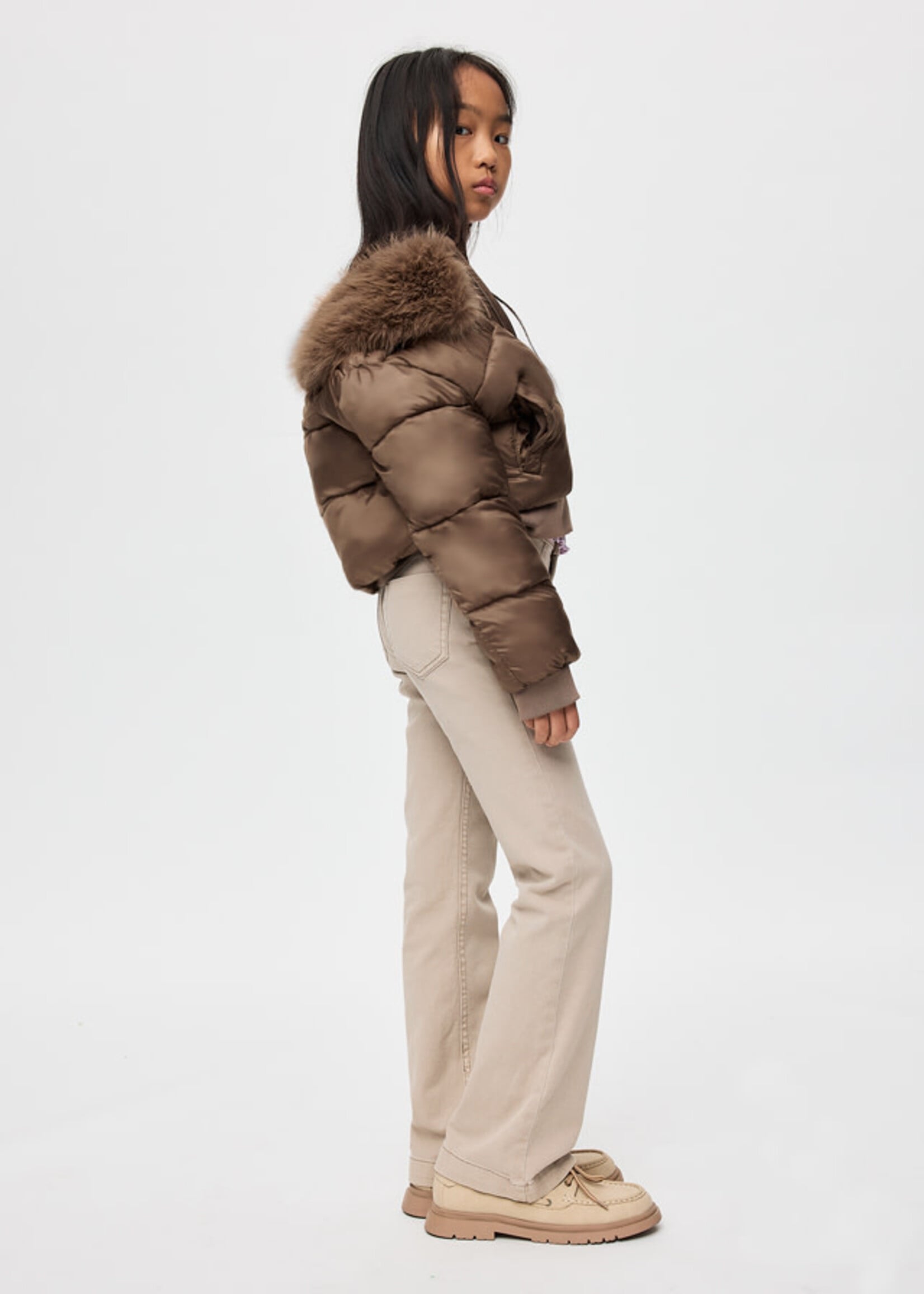 Mayoral Mayoral Puffer jacket faux fur collar Mocha - 26 07440