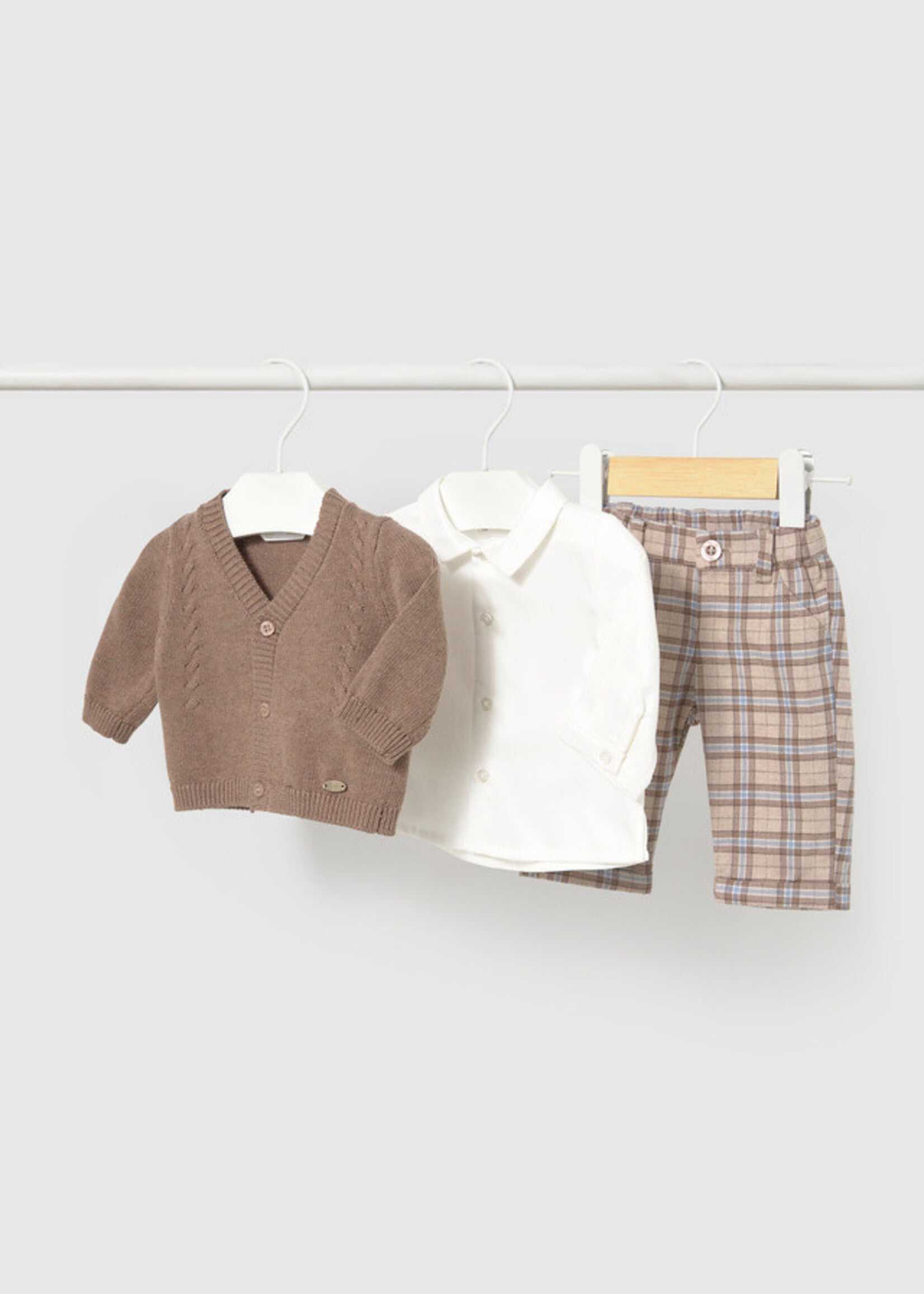 Mayoral Mayoral pants and cardigan shirt set brown - 26 02531B