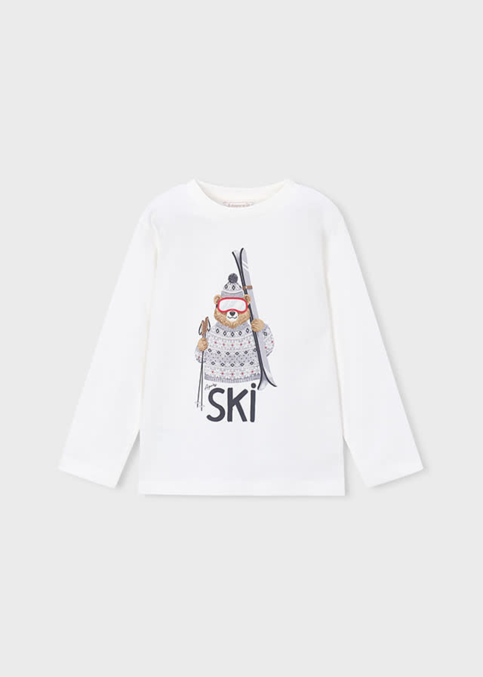 Mayoral Mayoral L/s t-shirt skiing bear print Cream - 26 04024