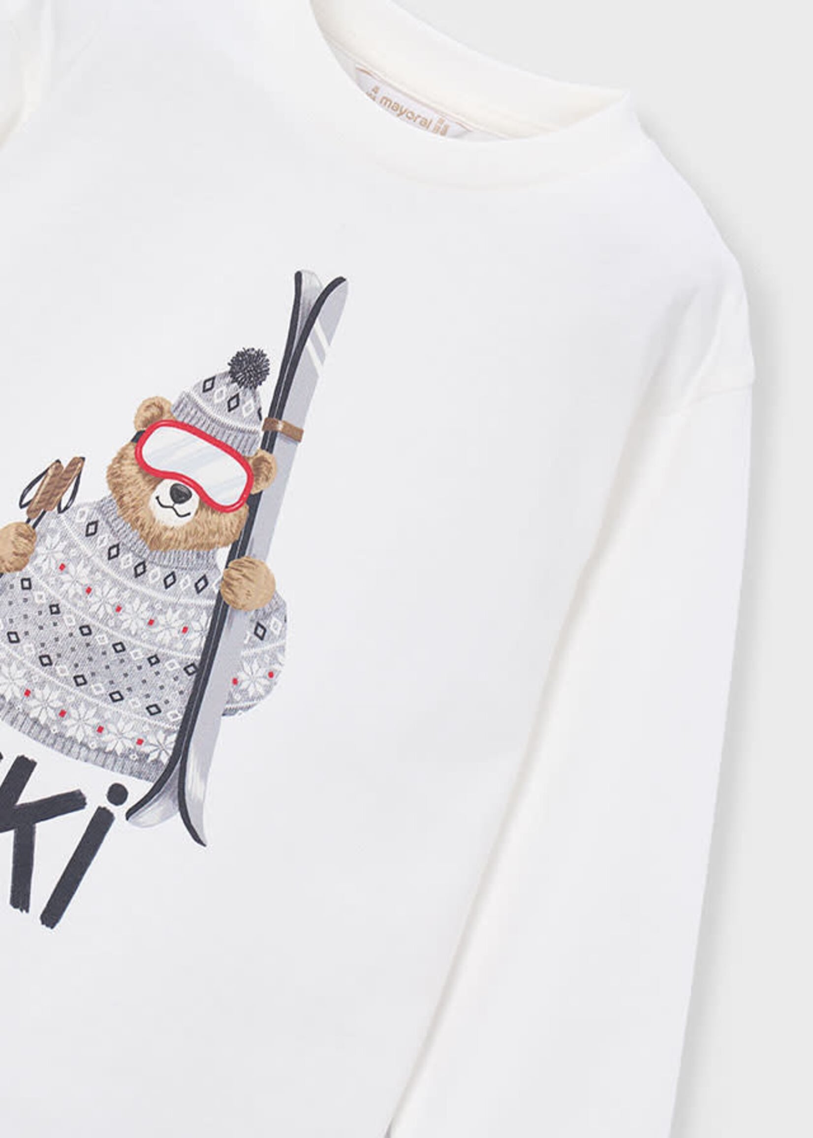 Mayoral Mayoral L/s t-shirt skiing bear print Cream - 26 04024