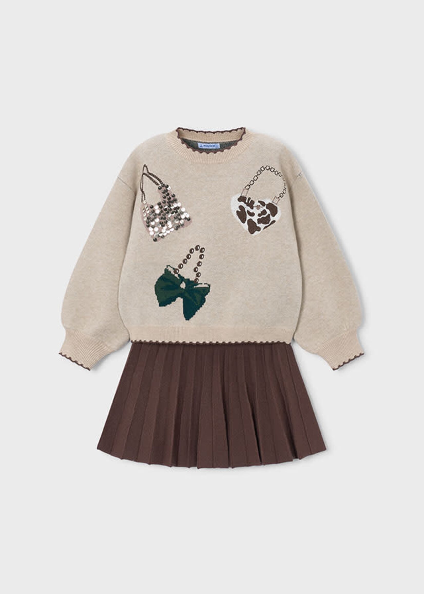 Mayoral Mayoral Tricot skirt set Coffee - 26 04933