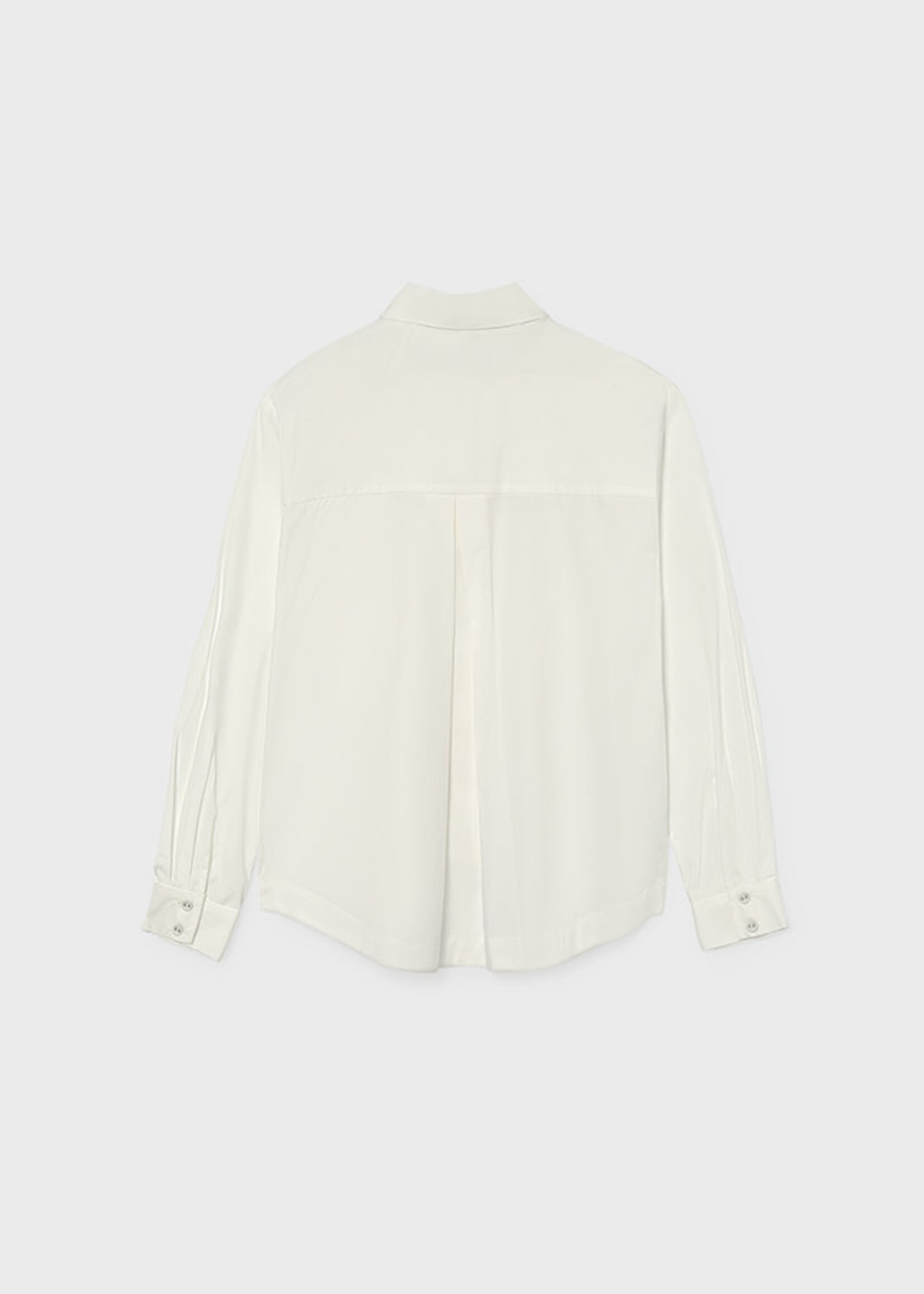 Mayoral Mayoral Poplin blouse with tie-neck Cream - 26 07120