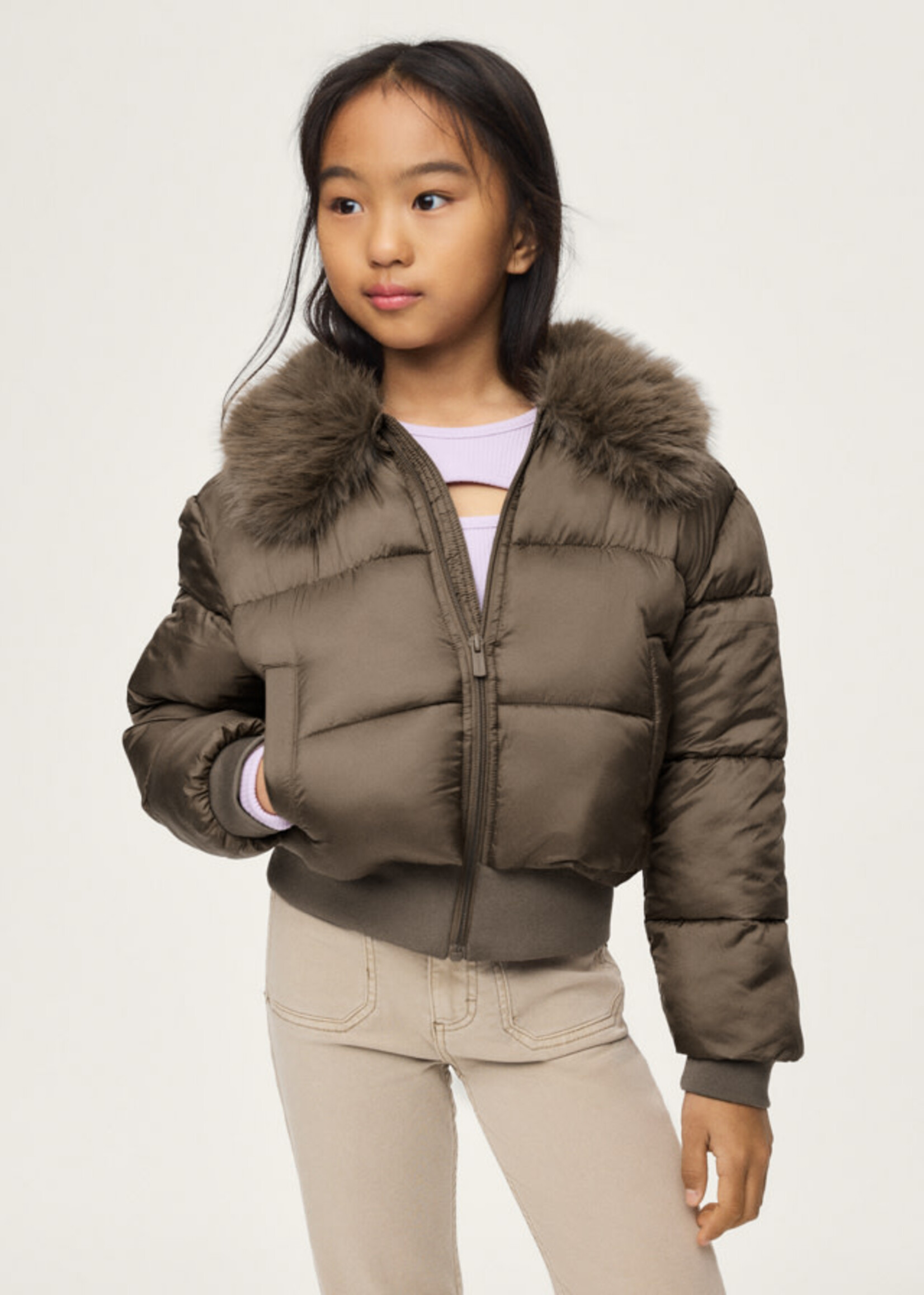 Mayoral Mayoral Puffer jacket faux fur collar Mocha - 26 07440