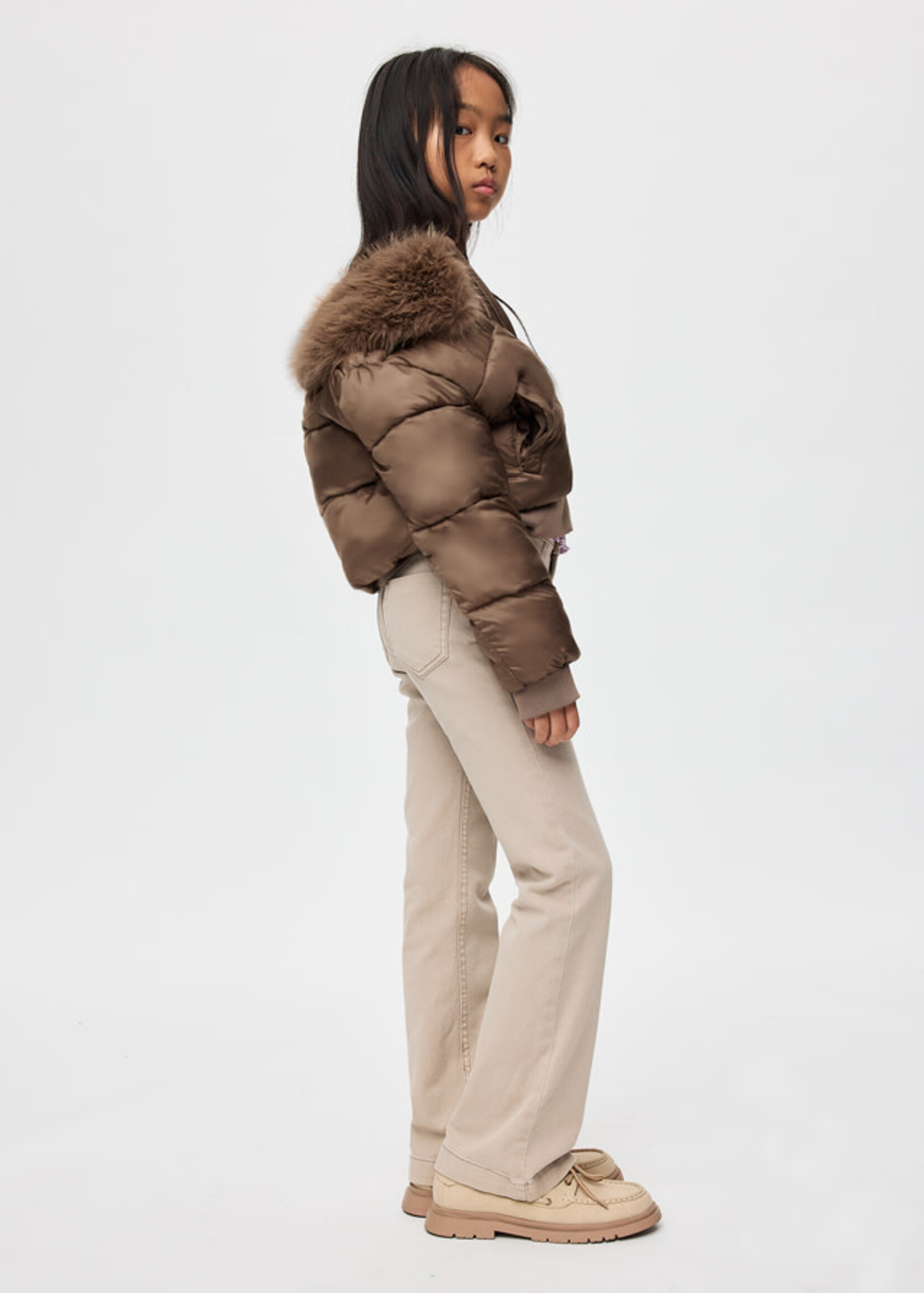 Mayoral Mayoral Puffer jacket faux fur collar Mocha - 26 07440