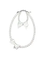 Rian Rian Parel armband  off white met satijn strikje