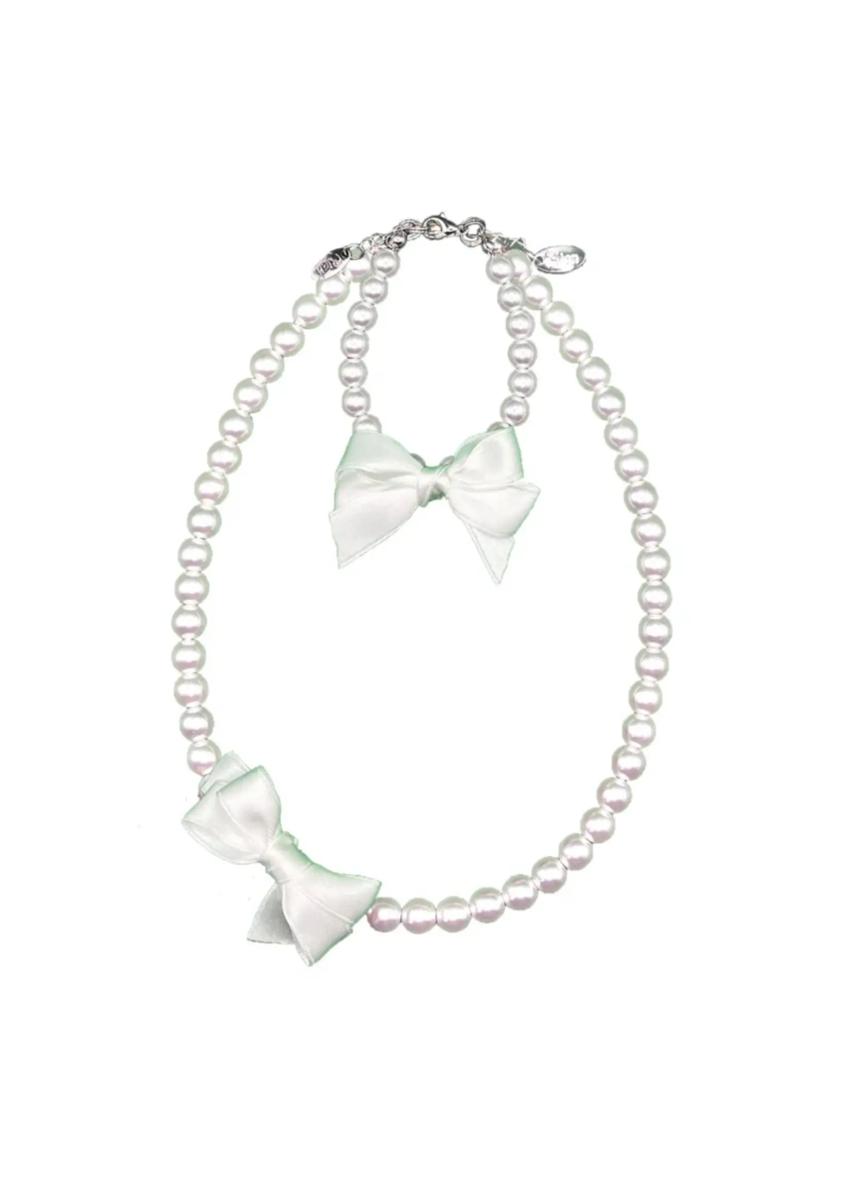 Rian Rian Parel armband  off white met satijn strikje