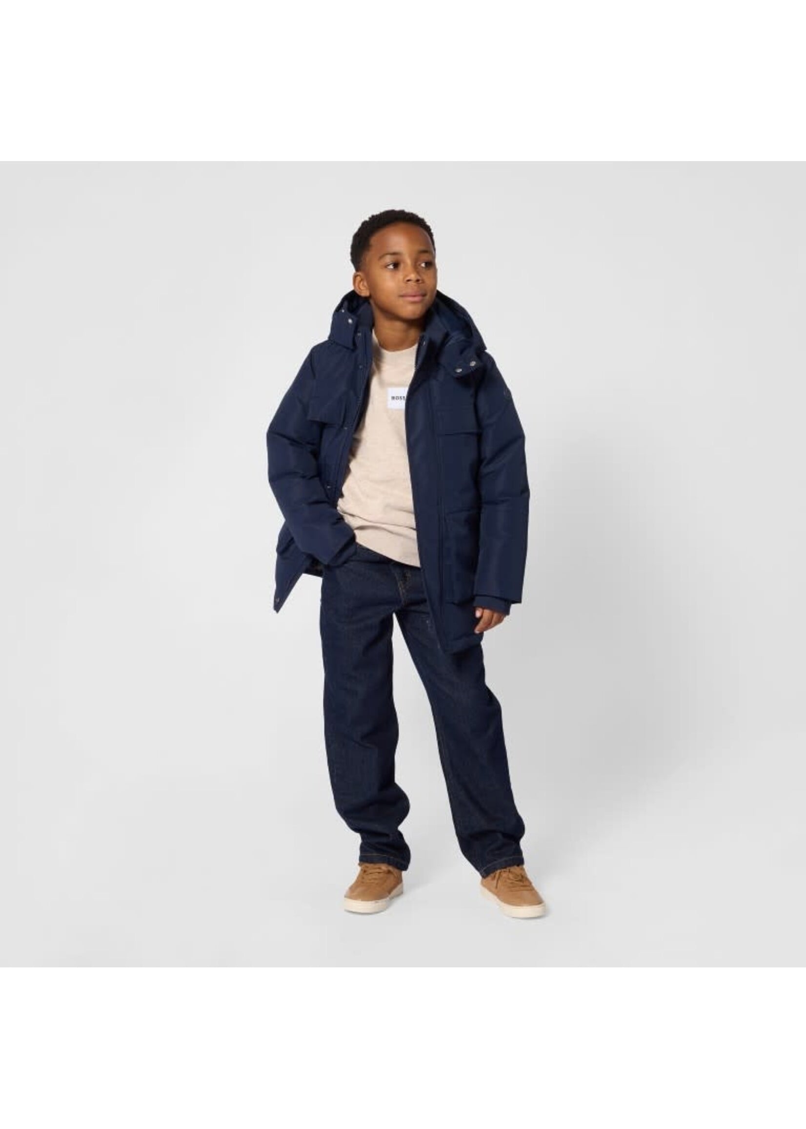 Boss Boss SWEATER J53394 GEMELEERD ECRU