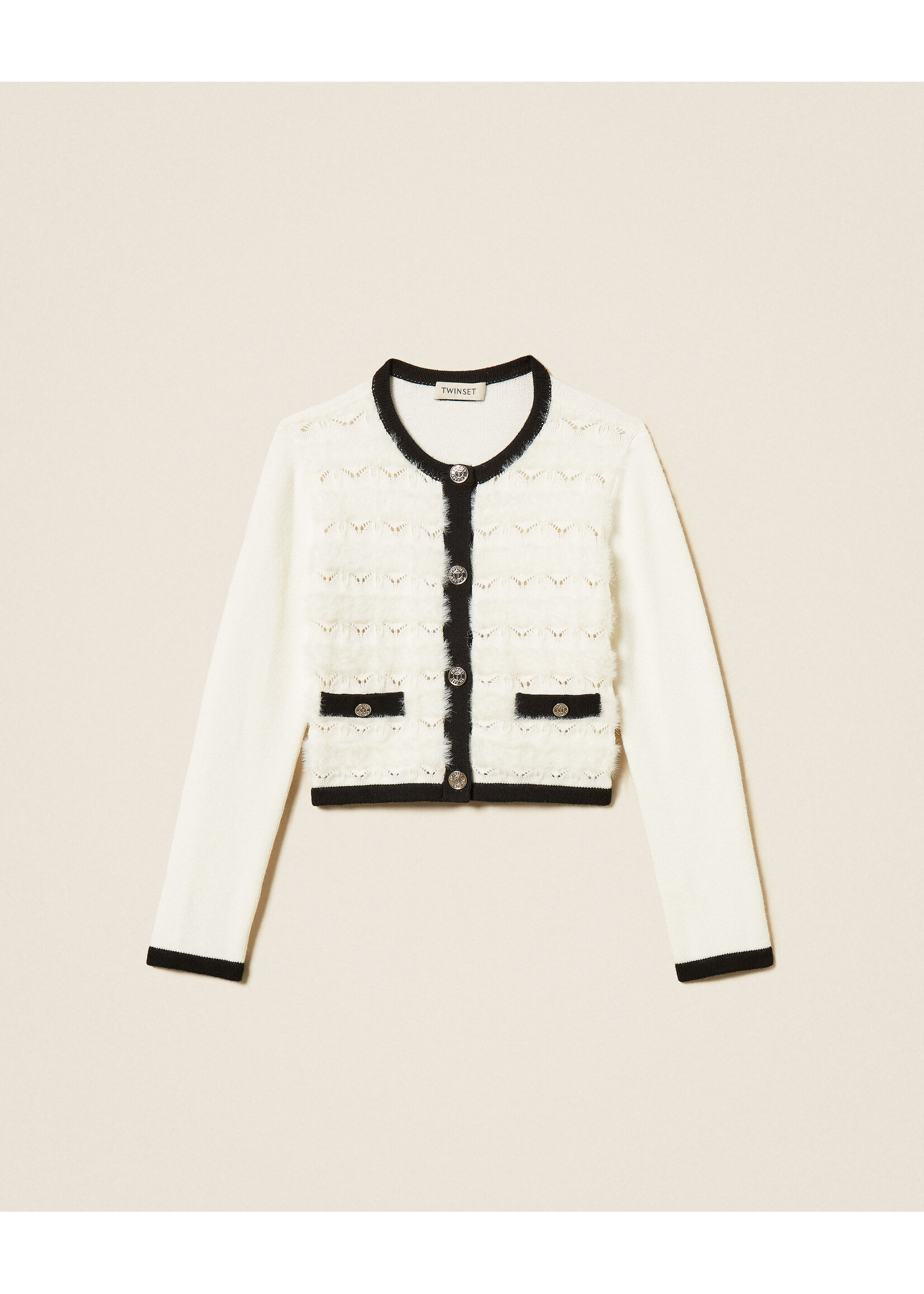 Twinset Twinset CARDIGAN BIC.NEVE/NERO - 262GJ3090