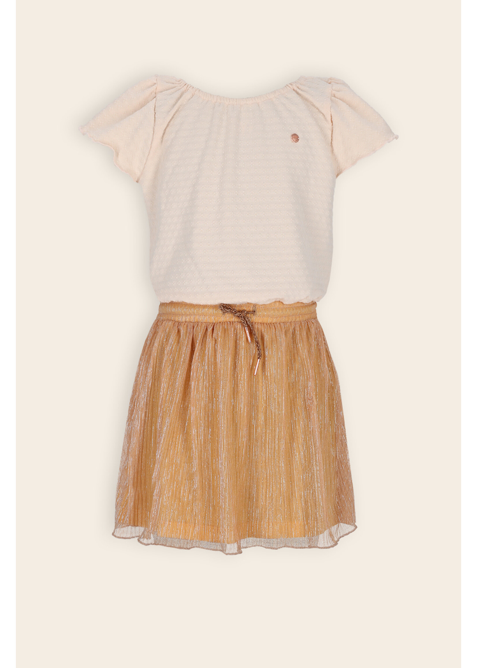 NoNo NoNo Mena combi dress with plisse skirtpart N603-5810 Golden Apricot Orange