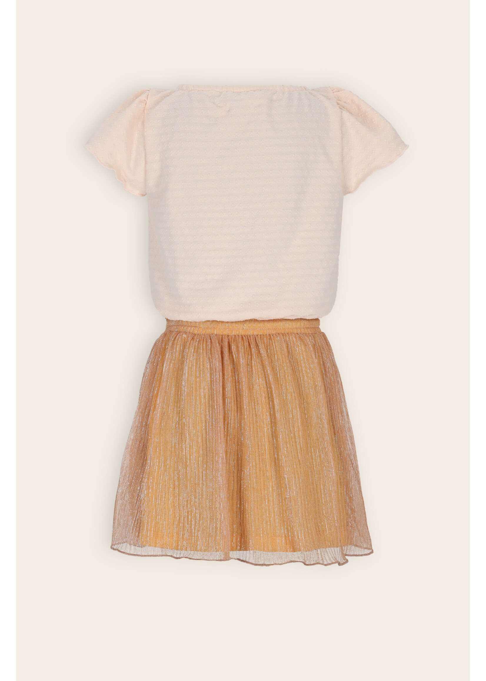 NoNo NoNo Mena combi dress with plisse skirtpart N603-5810 Golden Apricot Orange