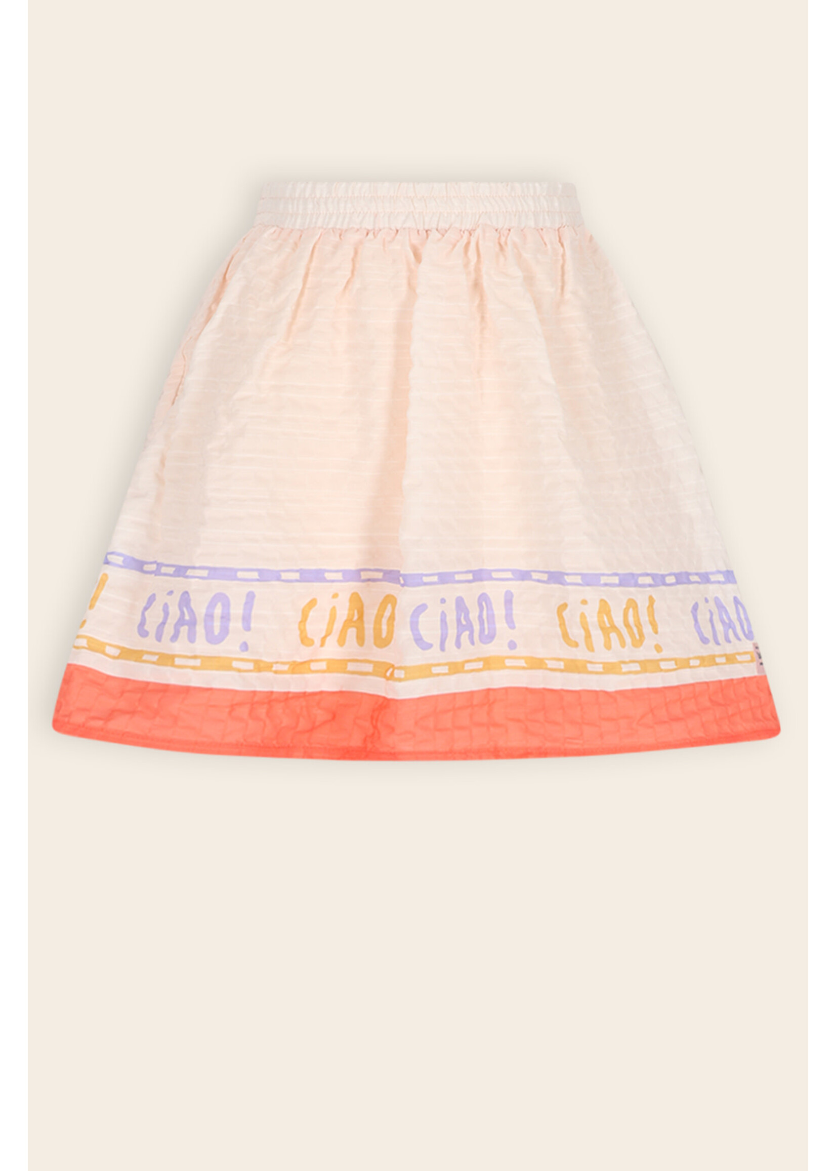 NoNo NoNo Ninu Skirt with CIAO borderprint N603-5713 Hint of a Tint Salmon