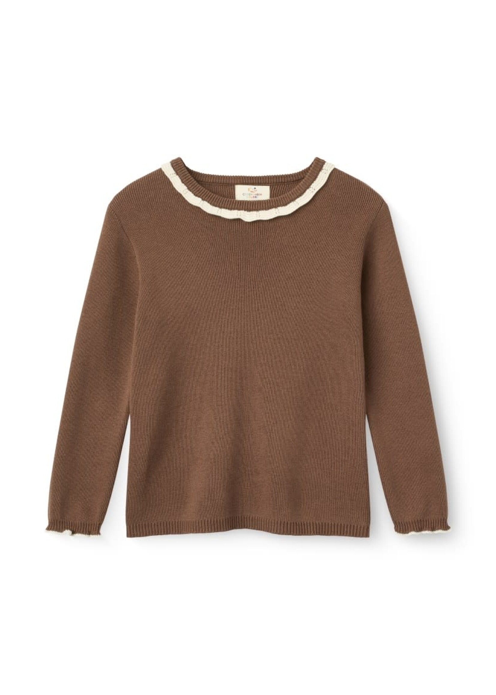 Copenhagen Colors Copenhagen Colors LS Blouse w. Deco Neck Walnut Comb. 262-000-316