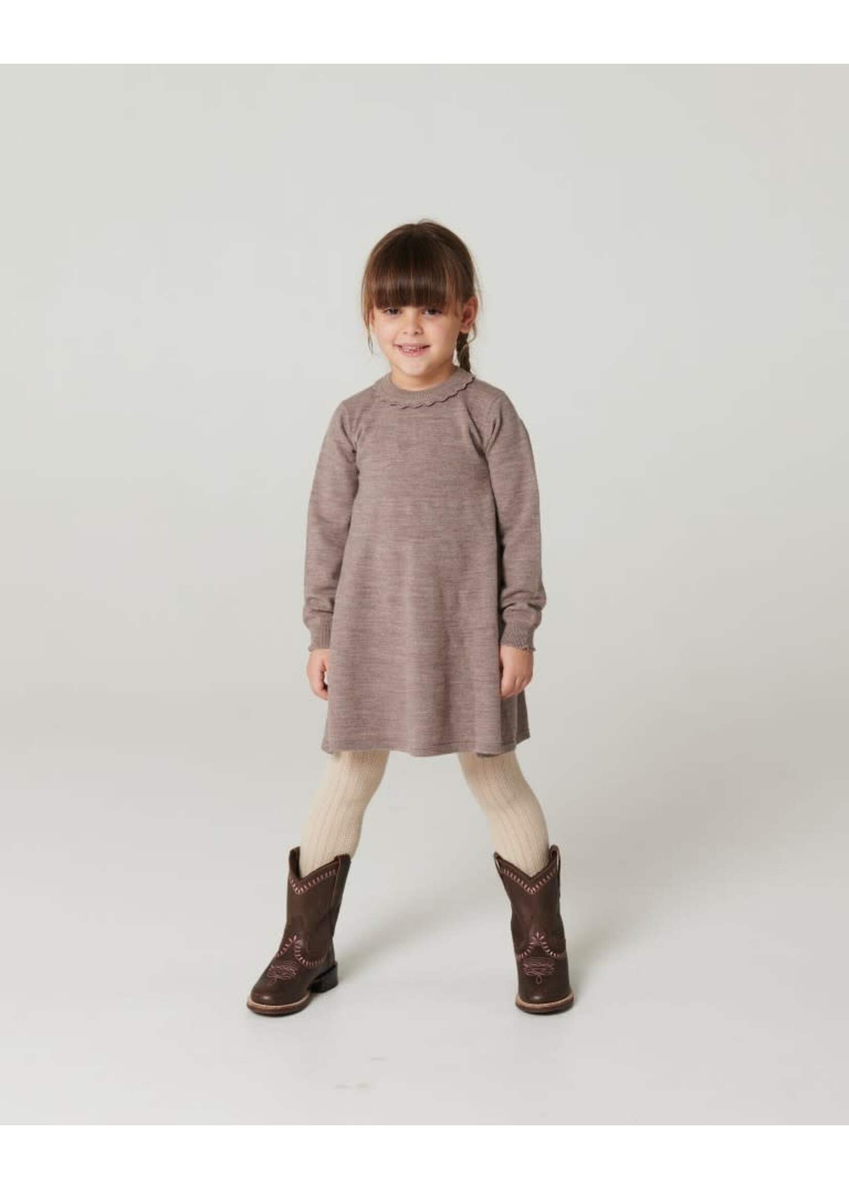 Copenhagen Colors Copenhagen Colors Classic Merino Dress w. Deco Neck Natural Melange 262-000-515
