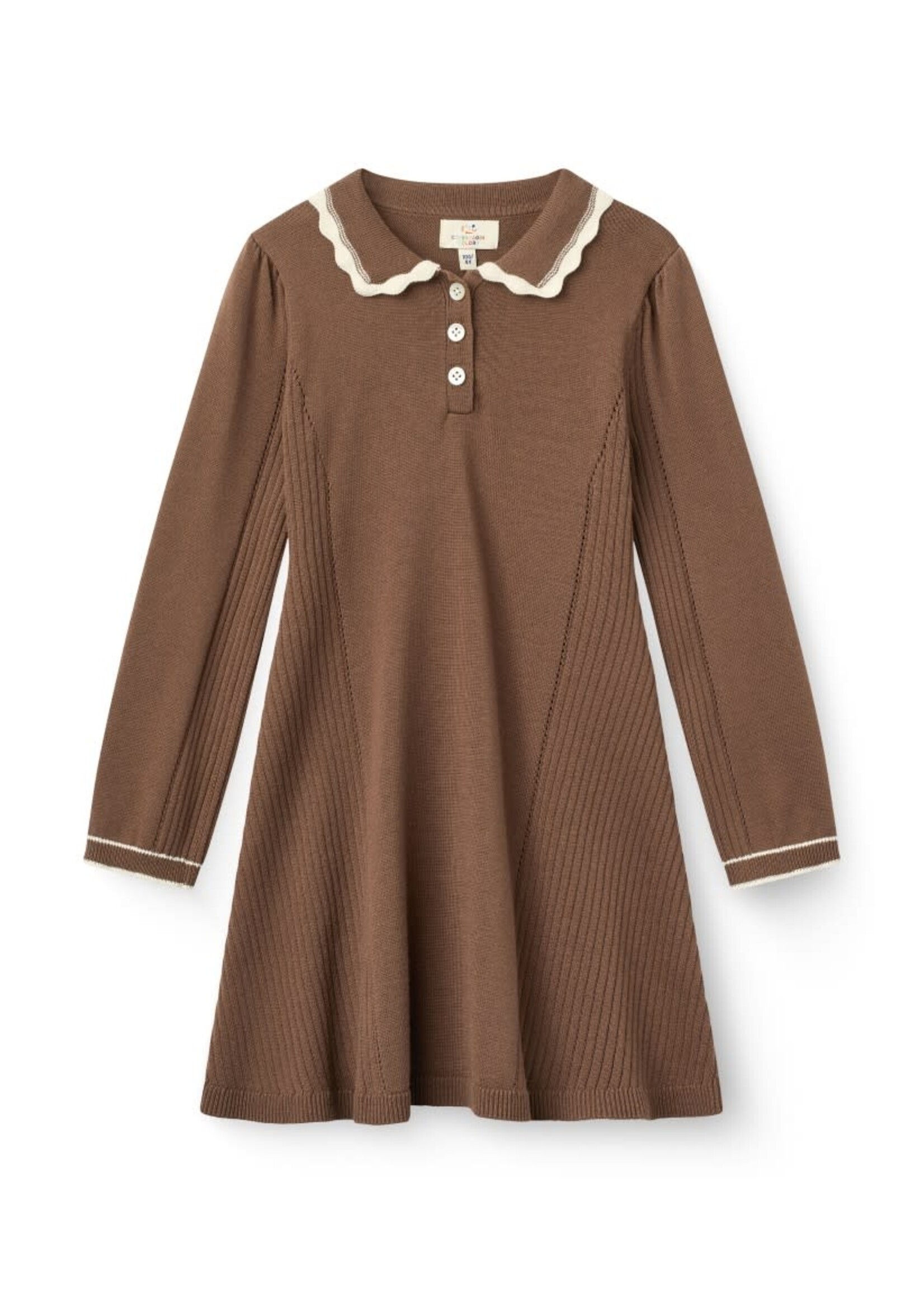 Copenhagen Colors Copenhagen Colors Knitted Peplum Dress Ls. Walnut Comb. 262-010-510