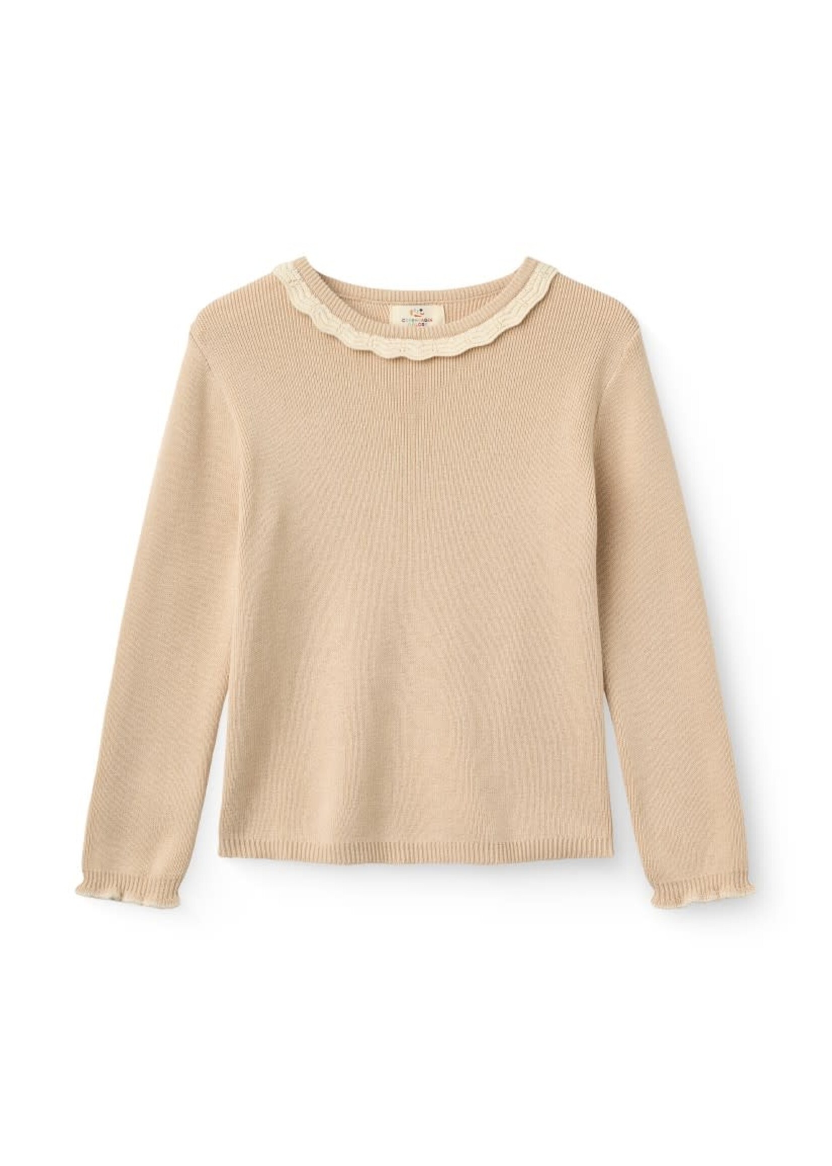 Copenhagen Colors Copenhagen Colors LS Blouse w. Deco Neck Beige Comb. 262-000-316