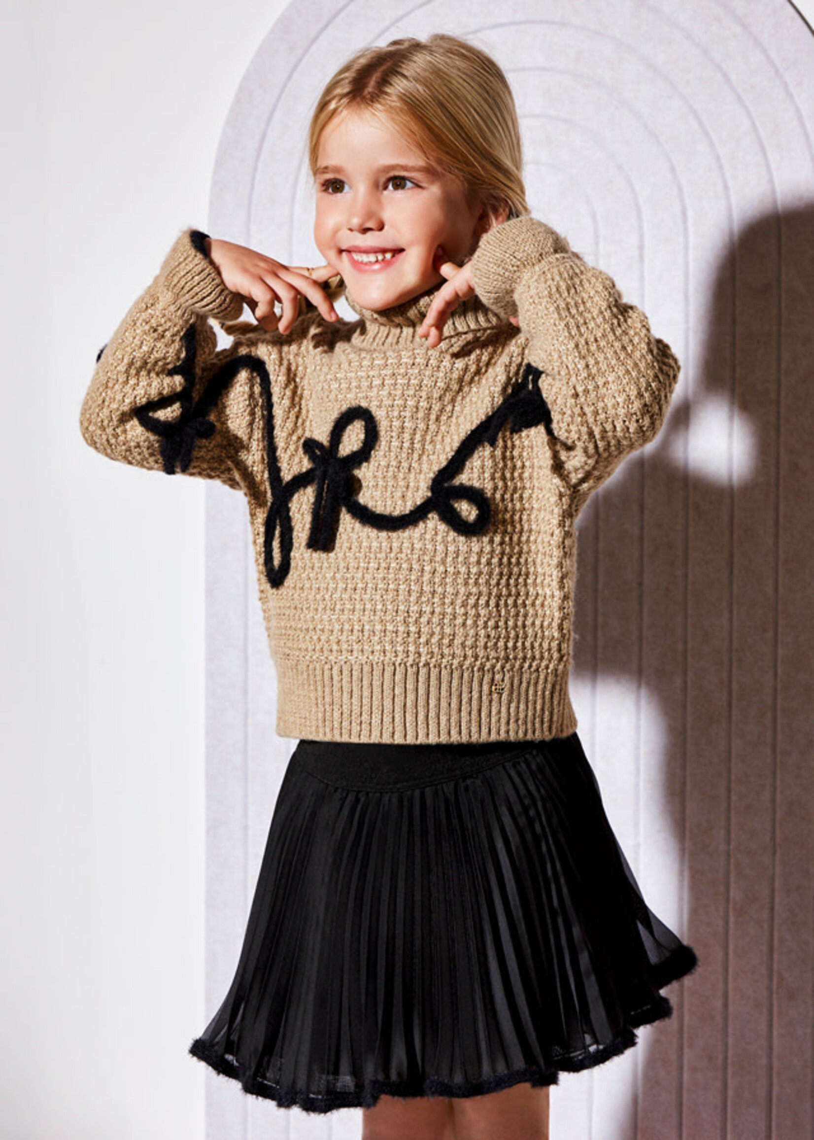 Abel & Lula Abel & Lula Knit skirt set with chiffon Black - 26 05543