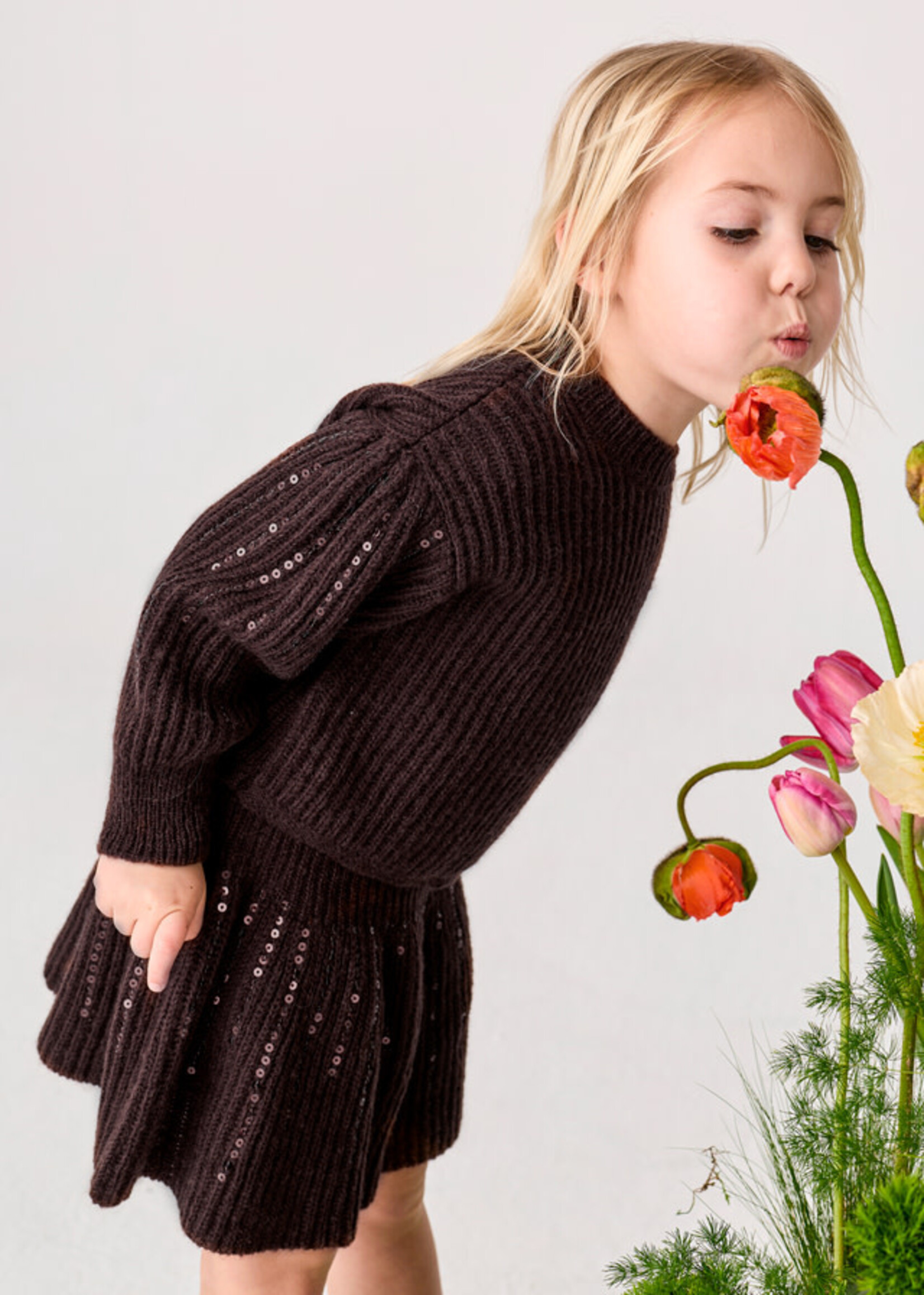 Abel & Lula Abel & Lula Sequined knit skirt set Truffle - 26 05593