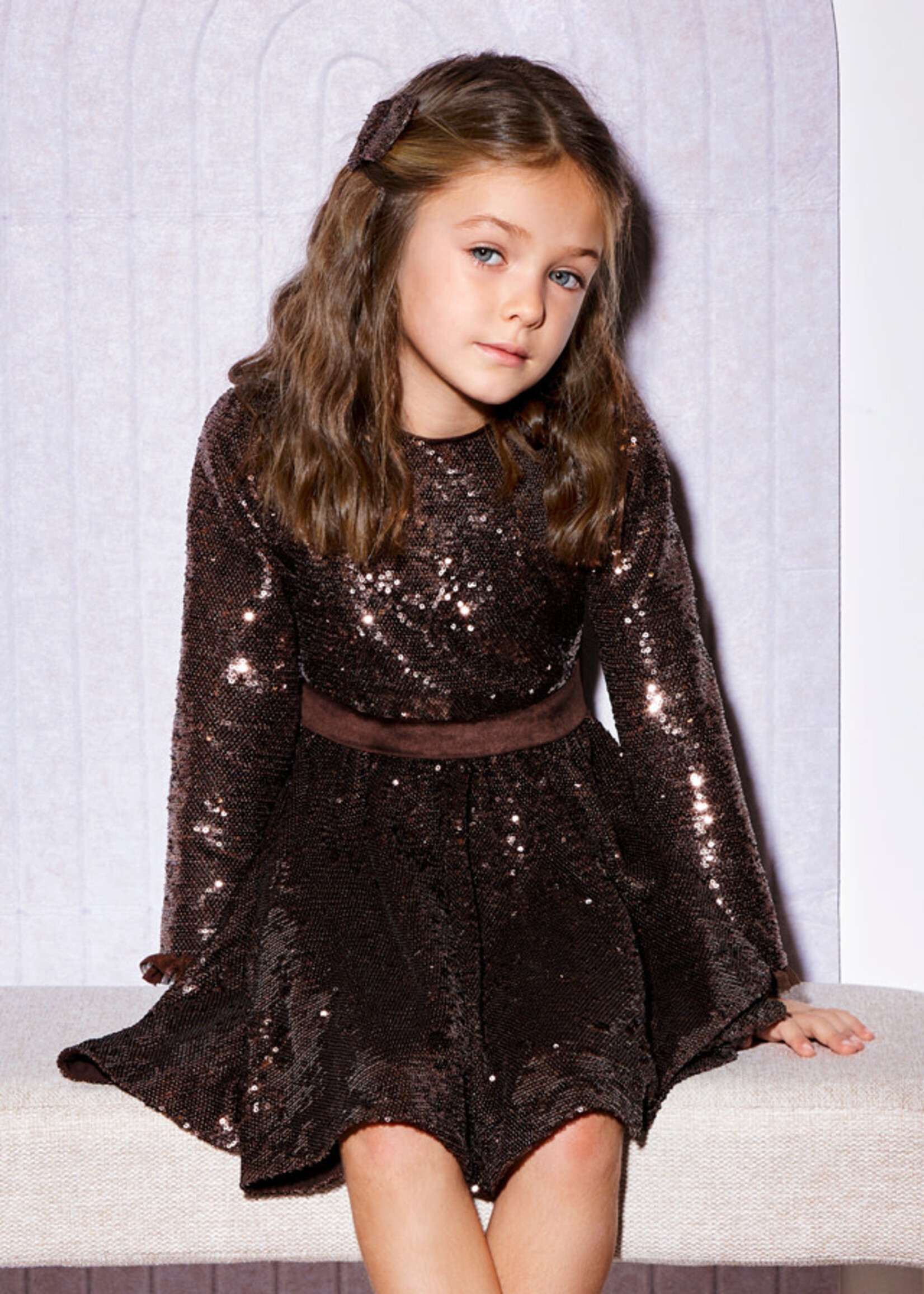 Abel & Lula Abel & Lula Sequins dress Truffle - 26 05539