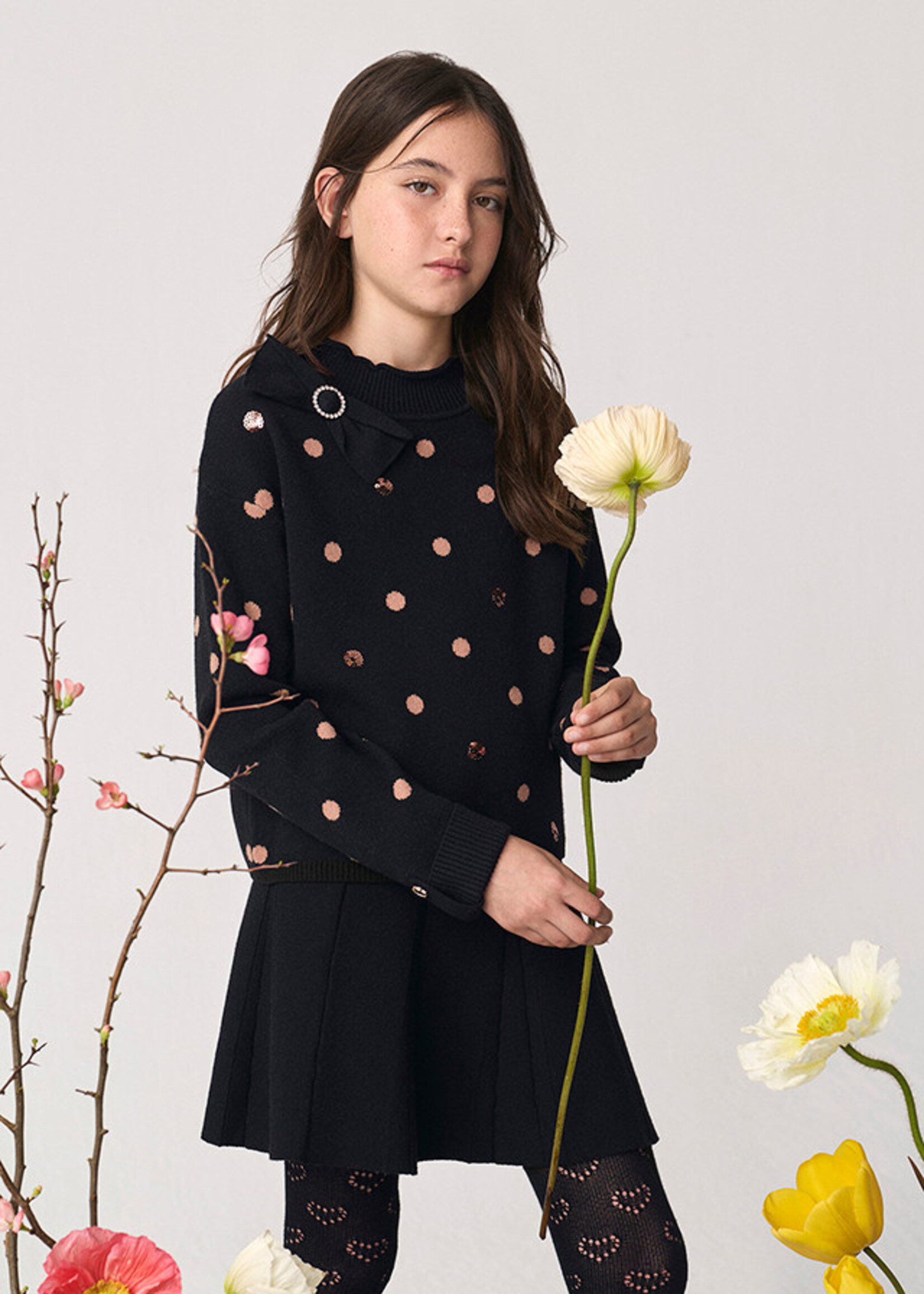 Abel & Lula Abel & Lula Polka dots knit skirt set Black - 26 05591