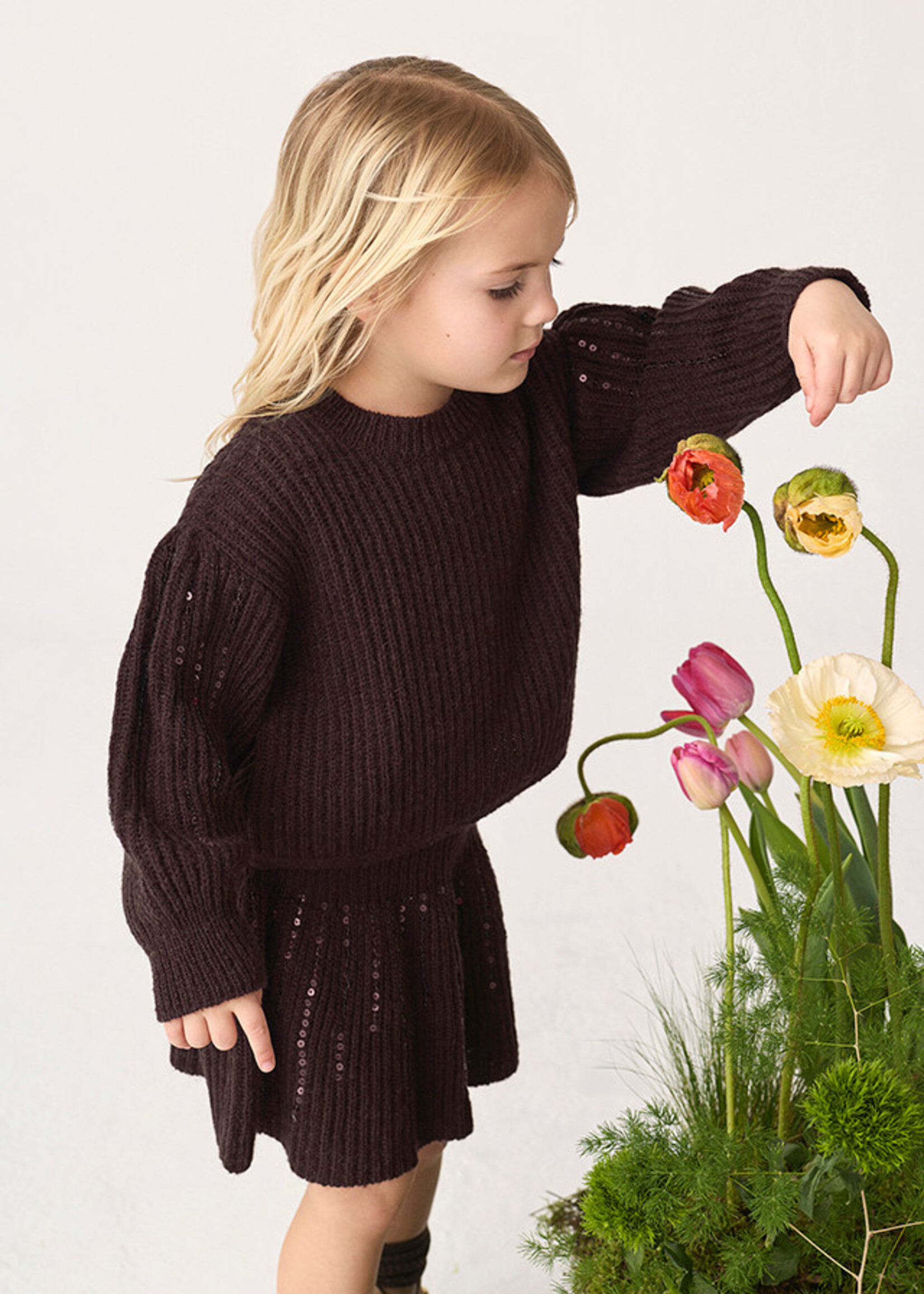 Abel & Lula Abel & Lula Sequined knit skirt set Truffle - 26 05593