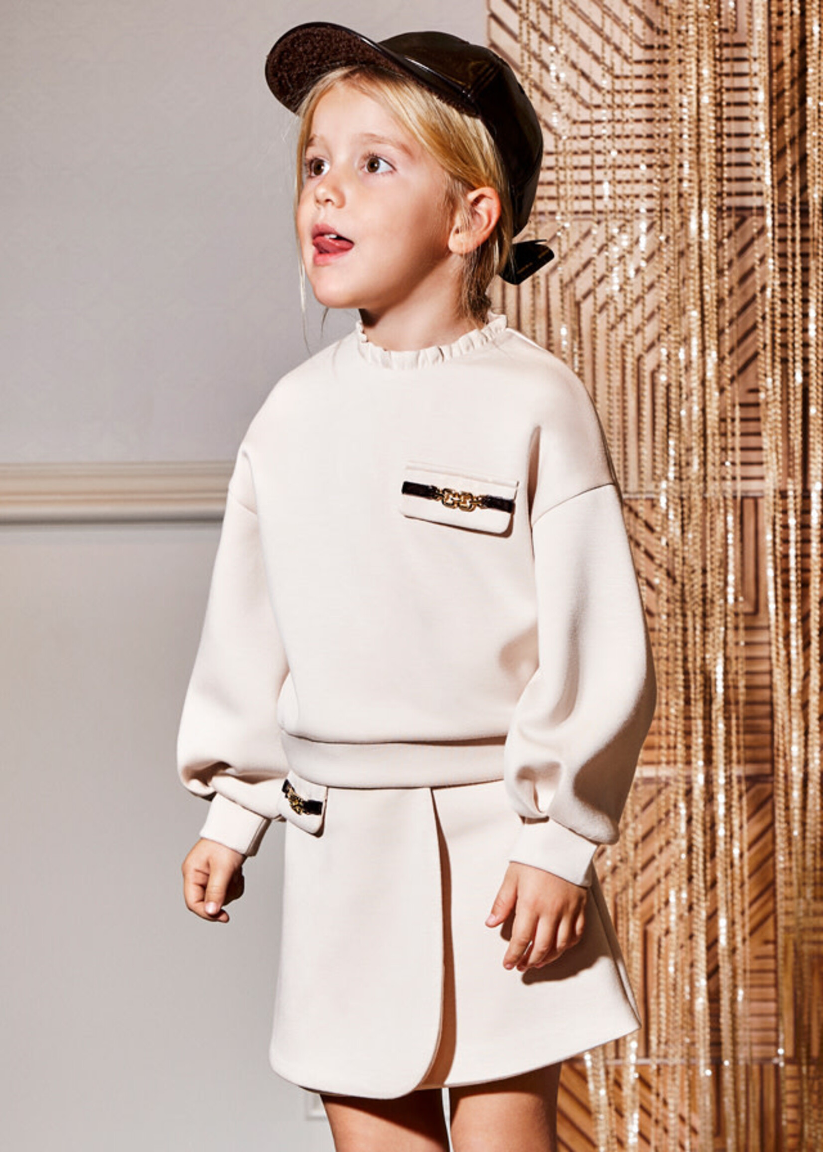 Abel & Lula Abel & Lula Knit skirt set Oat - 26 05597