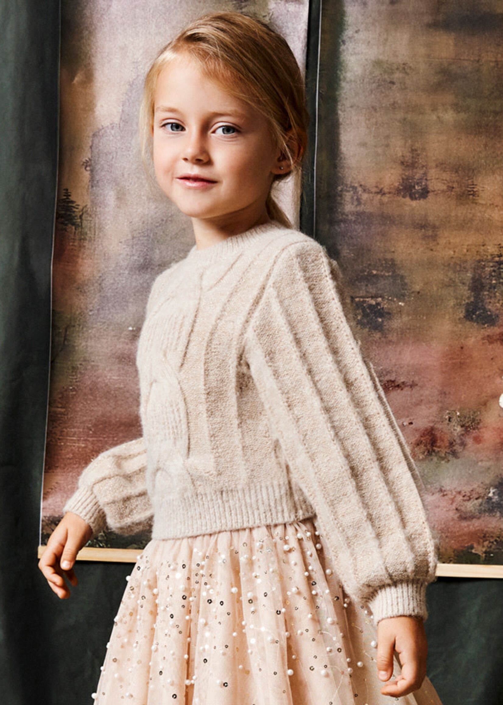 Abel & Lula Abel & Lula Cable-knit sweater Oat - 26 05877