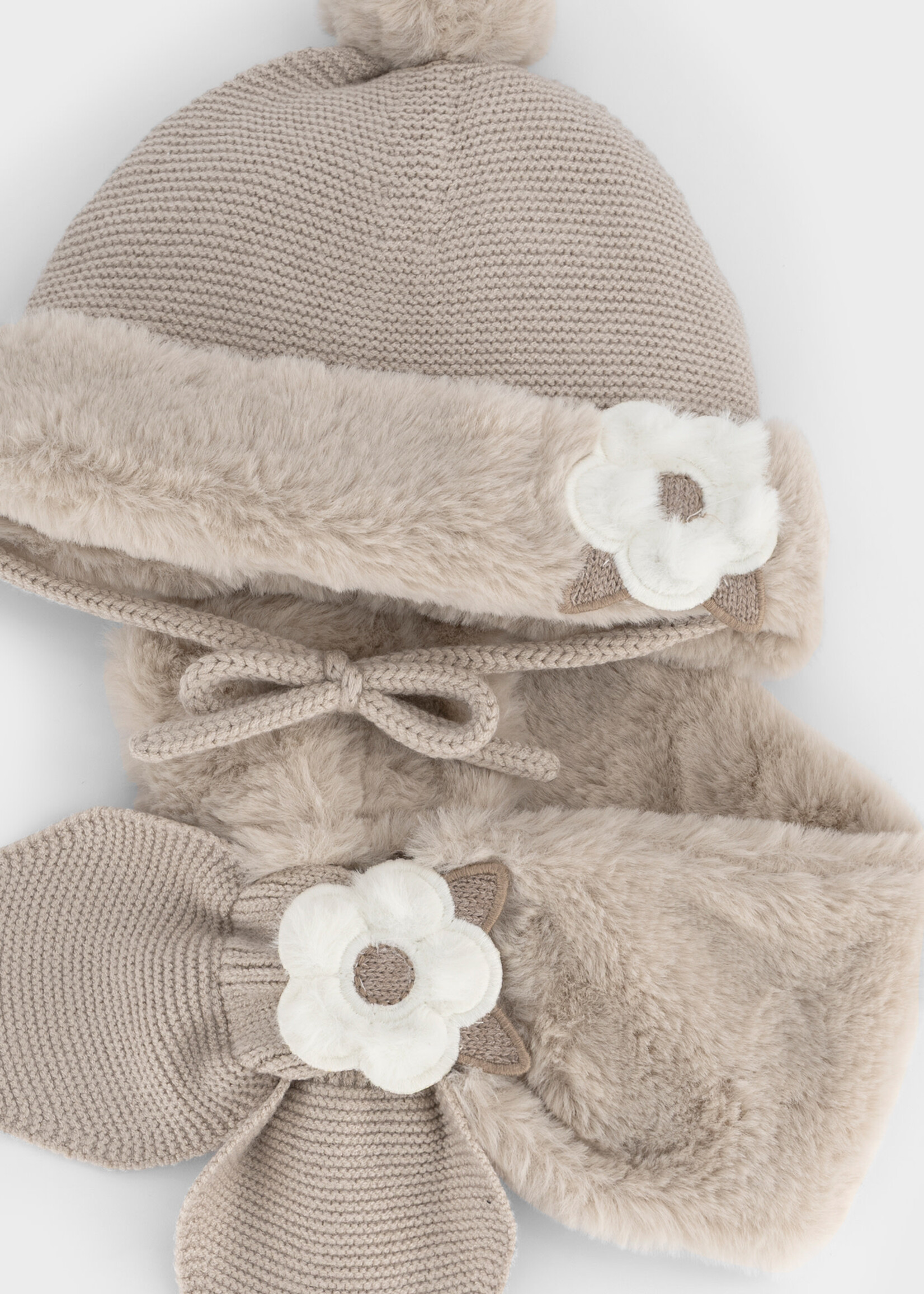 Mayoral Mayoral Faux fur hat & scarf set Beige - 26 10257B