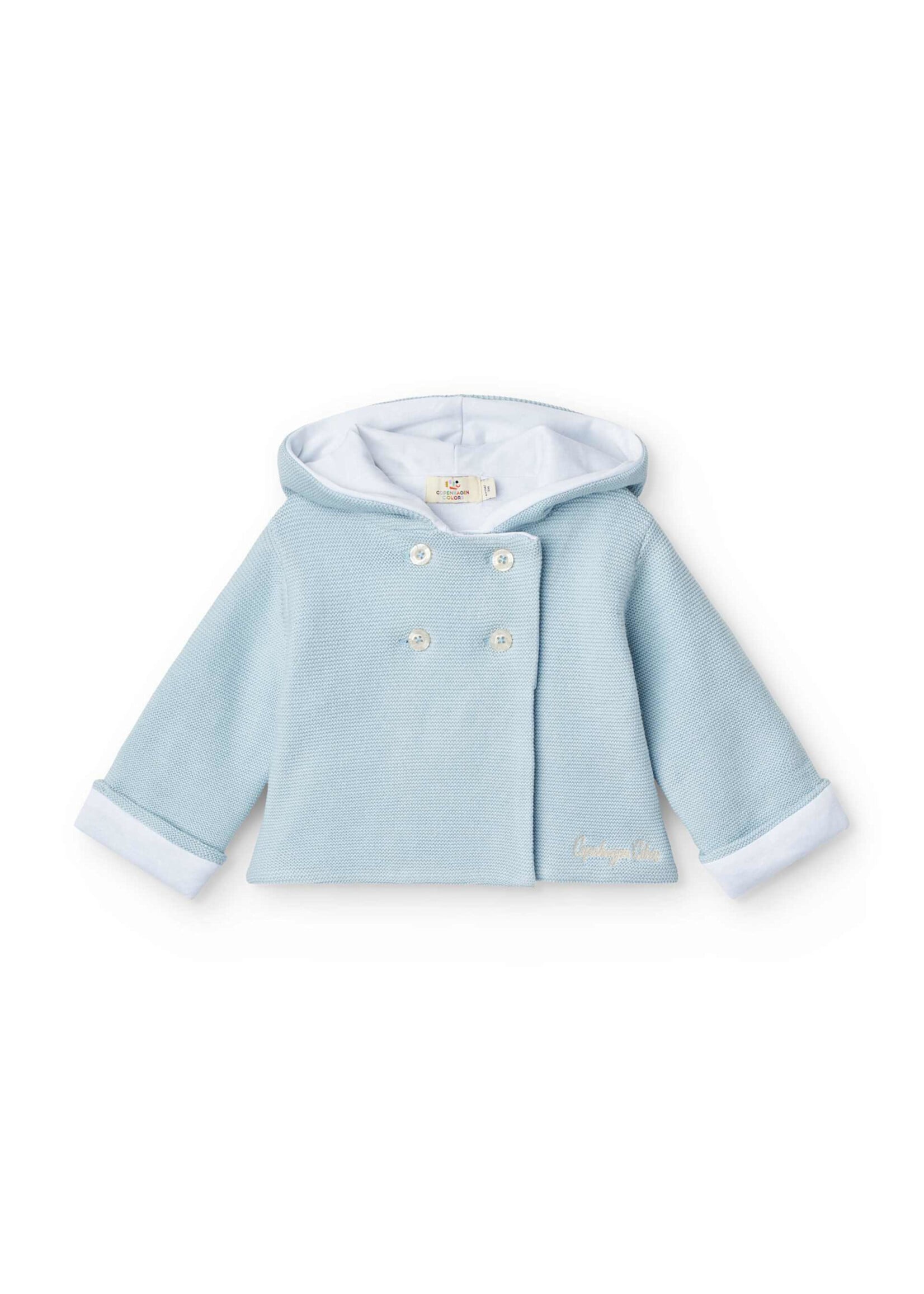 Copenhagen Colors Copenhagen Colors Padded Cotton Baby Jacket with Hood Dusty Blue w. Cream 261-021-600