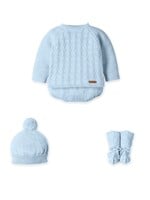 Mac Ilusion Mac Ilusion Traje 4P Corto culotte sin costuras, gorro POMPOM y patucos sin costuras "HAZELNUT SQUARE" Nube B