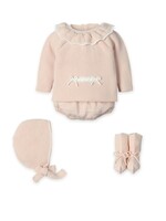 Mac Ilusion Mac Ilusion Traje 4P Canesú, culotte punto, gorro y patucos "SOFT NUDE SHARE" Nude B
