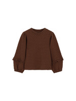 Le Chic Le Chic NOUR bow textured jersey top C608-5405 Chocolate Chip