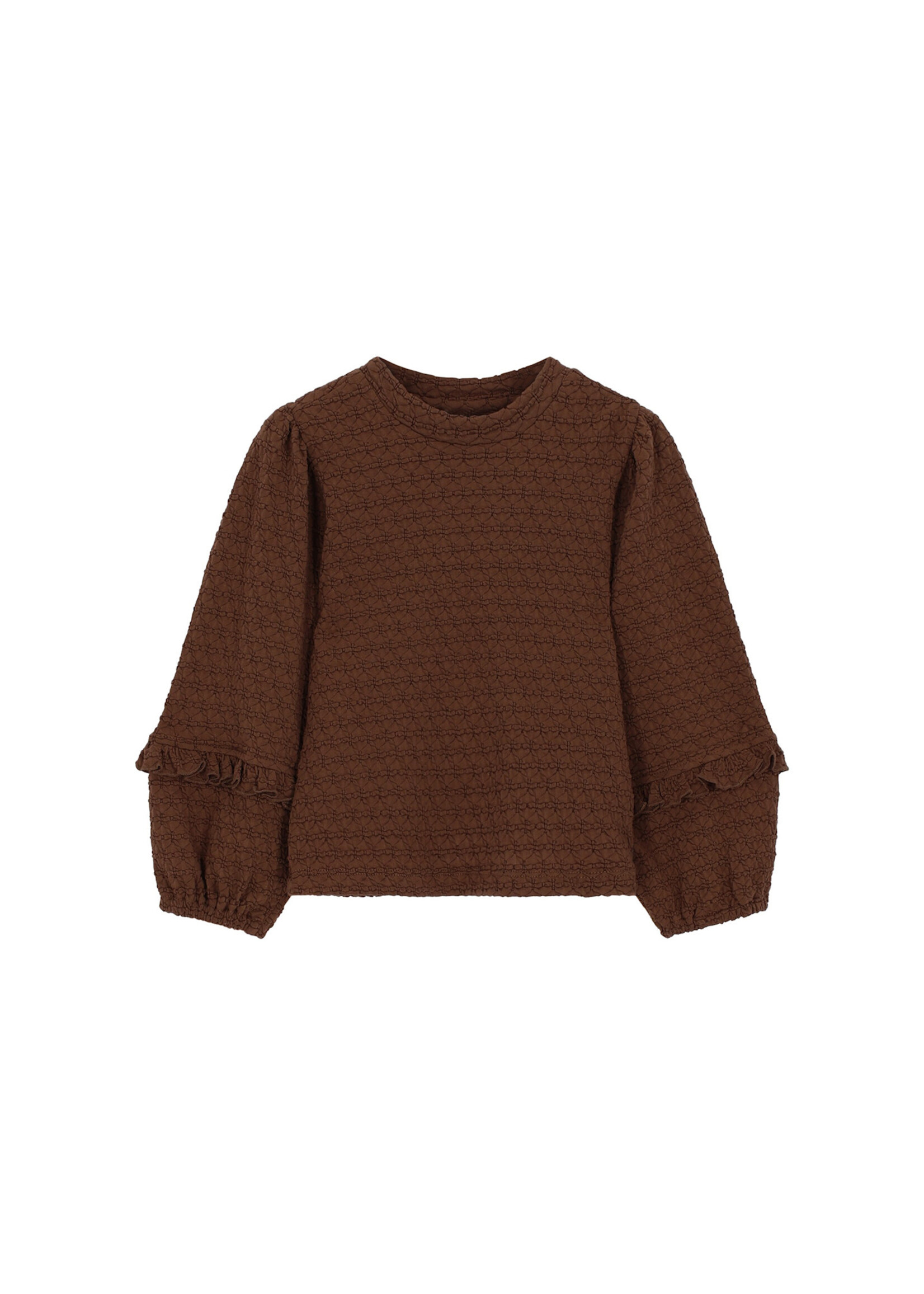 Le Chic Le Chic NOUR bow textured jersey top C608-5405 Chocolate Chip