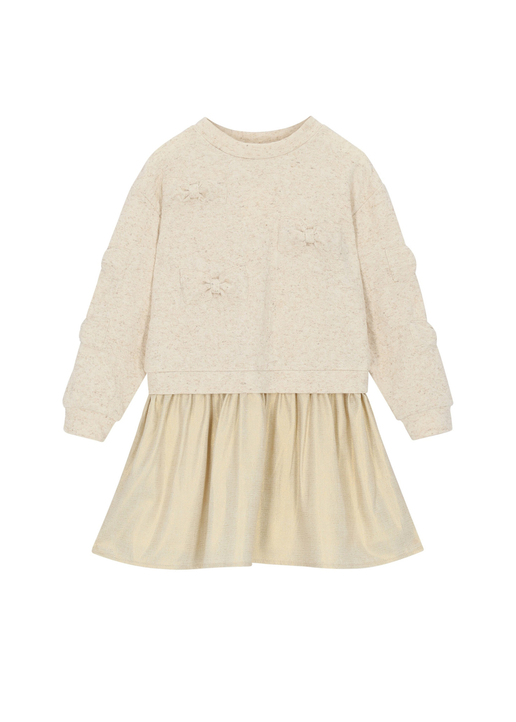 Le Chic Le Chic SABOW bows & bows combi dress C608-5810 Beige Melee